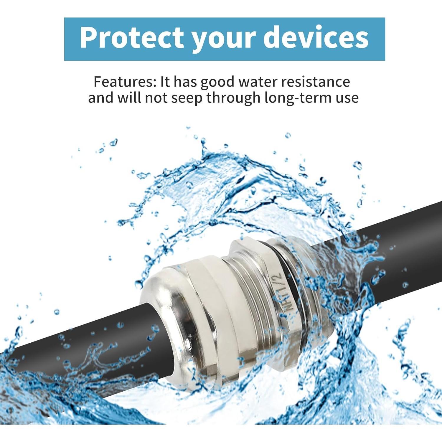 4 Piezas Conector Impermeable NPT 1/2" ZUDKSUY Cobre Niquelado