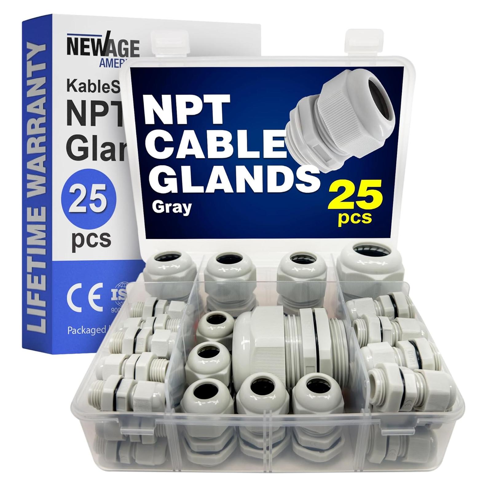 Kit 25 Pasacables NPT New Age America KableLock IP68 Gris
