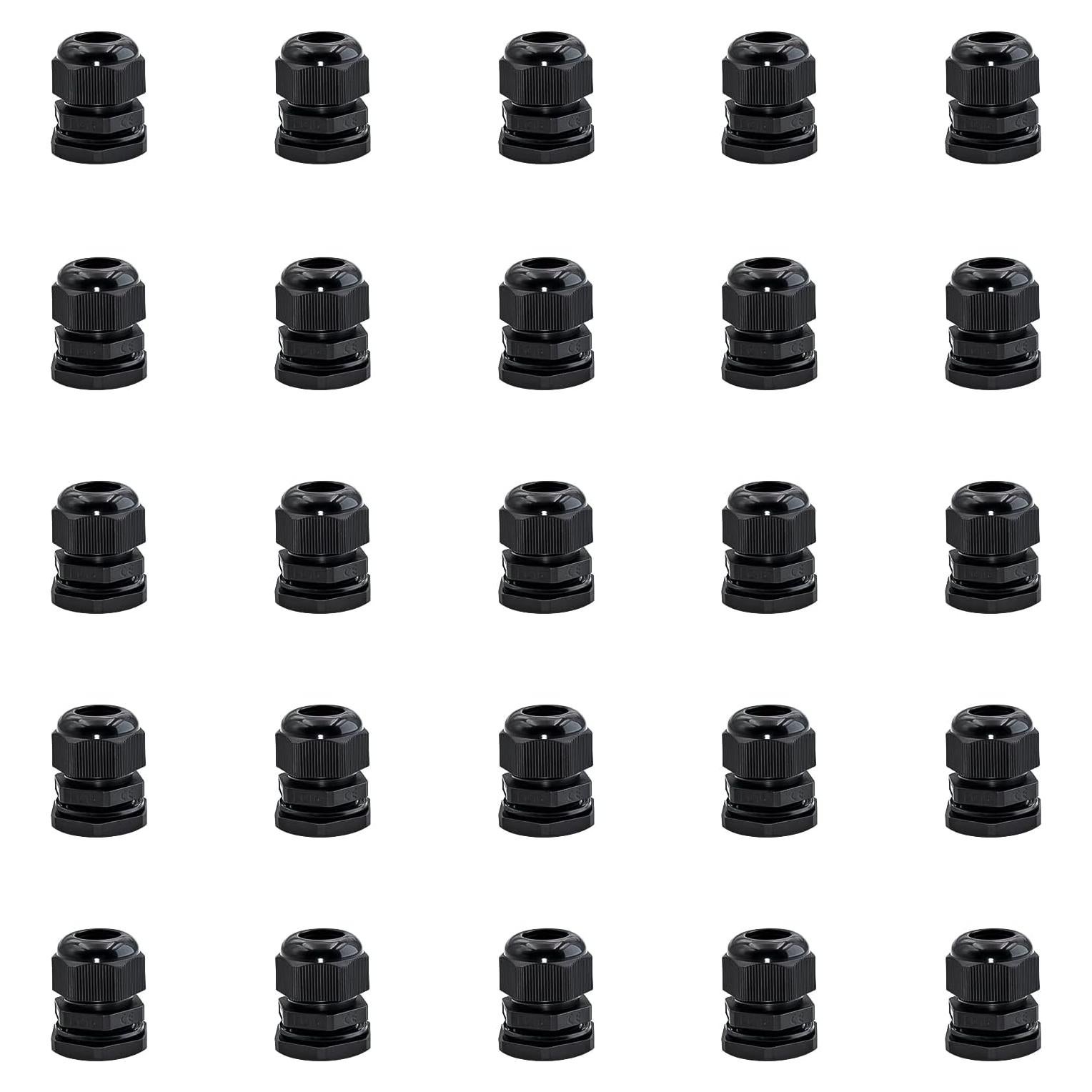 Paquete de 25 Conectores de Cable Ajustables Juasky PG7 Nylon