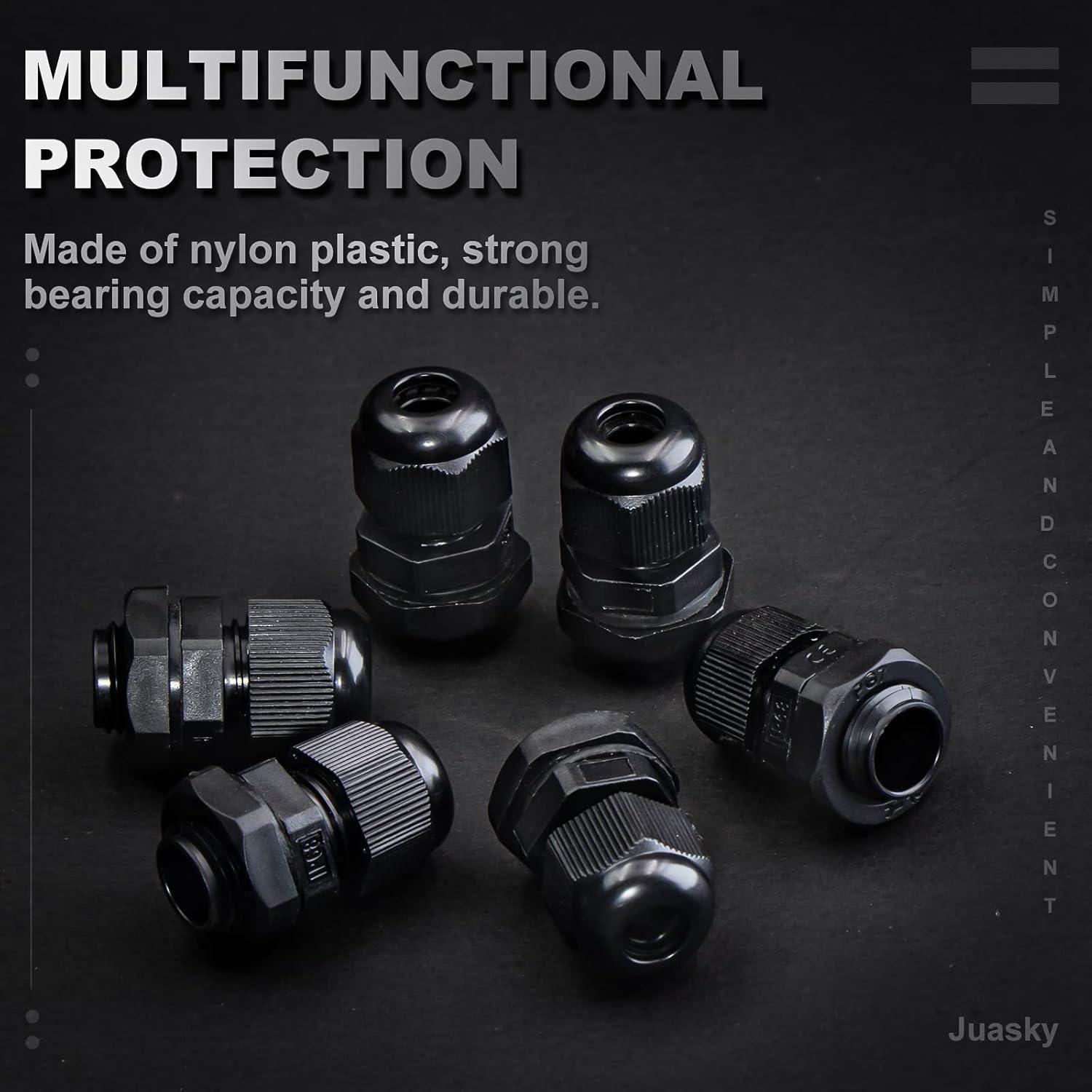 Paquete de 25 Conectores de Cable Ajustables Juasky PG7 Nylon