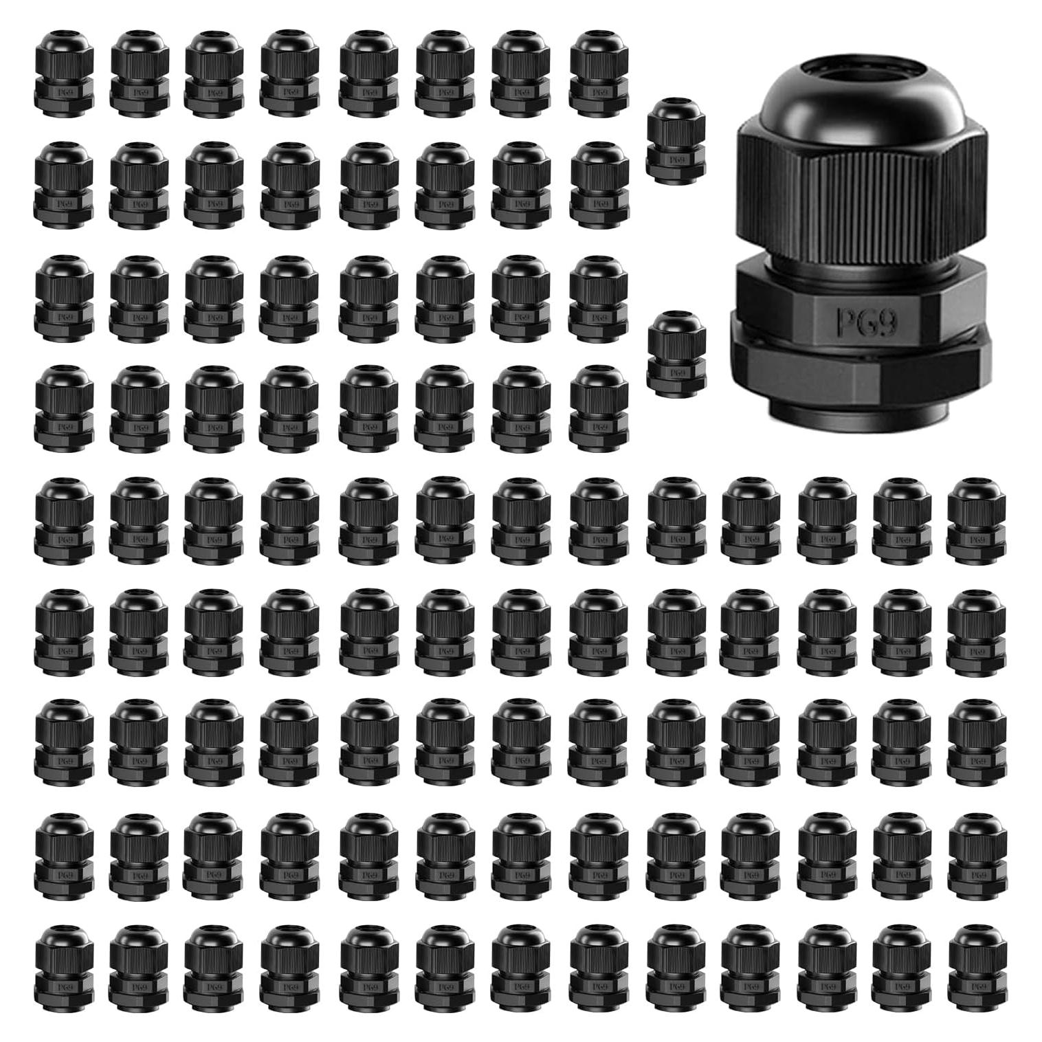 100 Glands de Cable PG9 Impermeables PIONFYNES 4-8mm