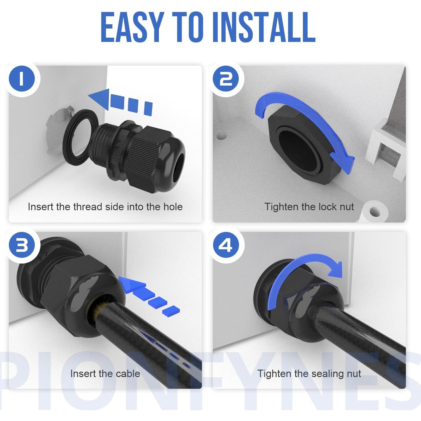 100 Glands de Cable PG9 Impermeables PIONFYNES 4-8mm
