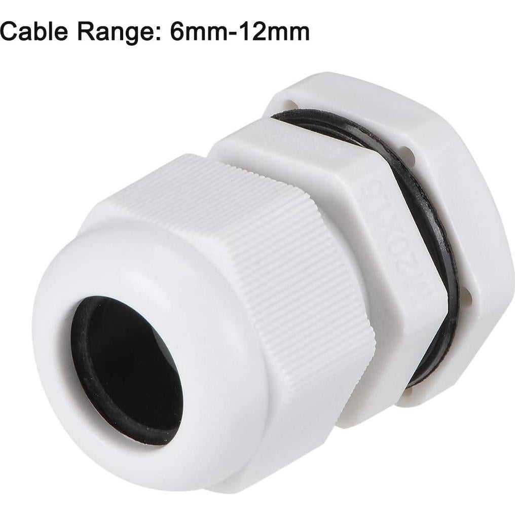 Conector de Cable M20 uxcell Impermeable Nylon 10pcs 6-12mm