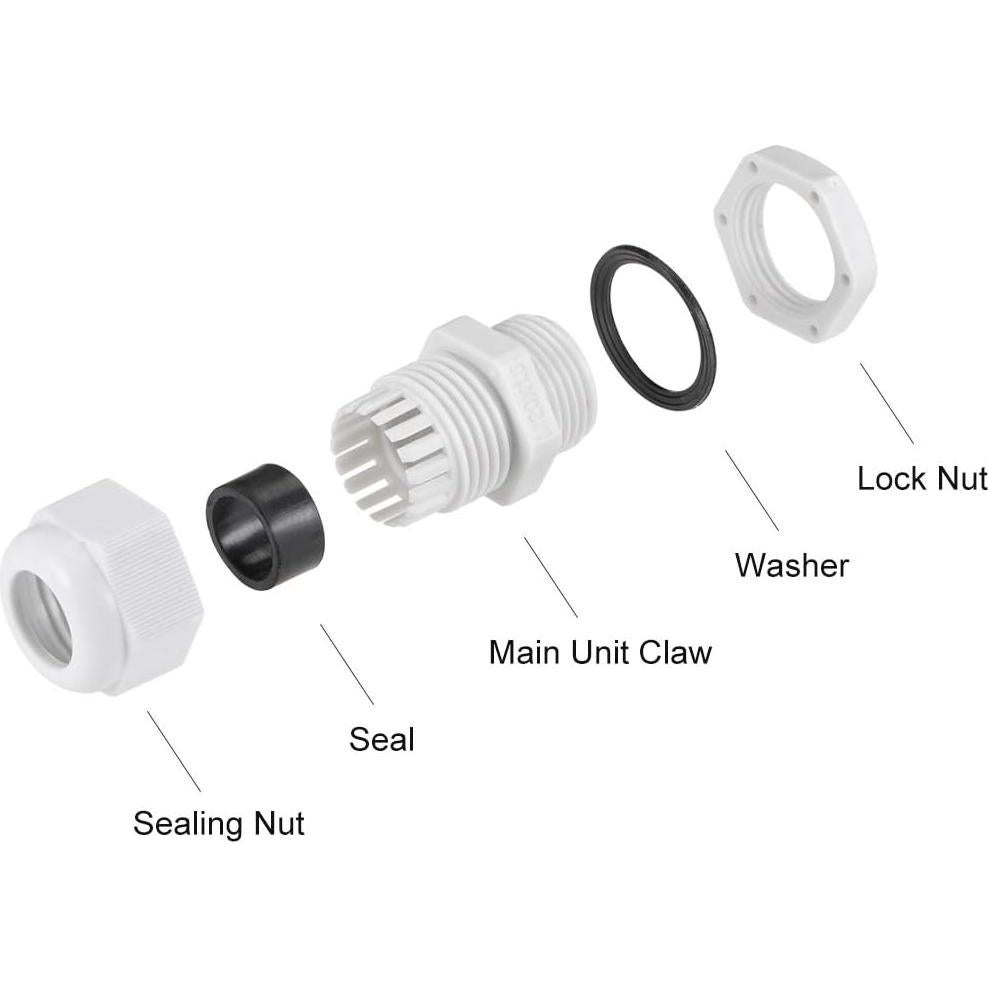 Conector de Cable M20 uxcell Impermeable Nylon 10pcs 6-12mm