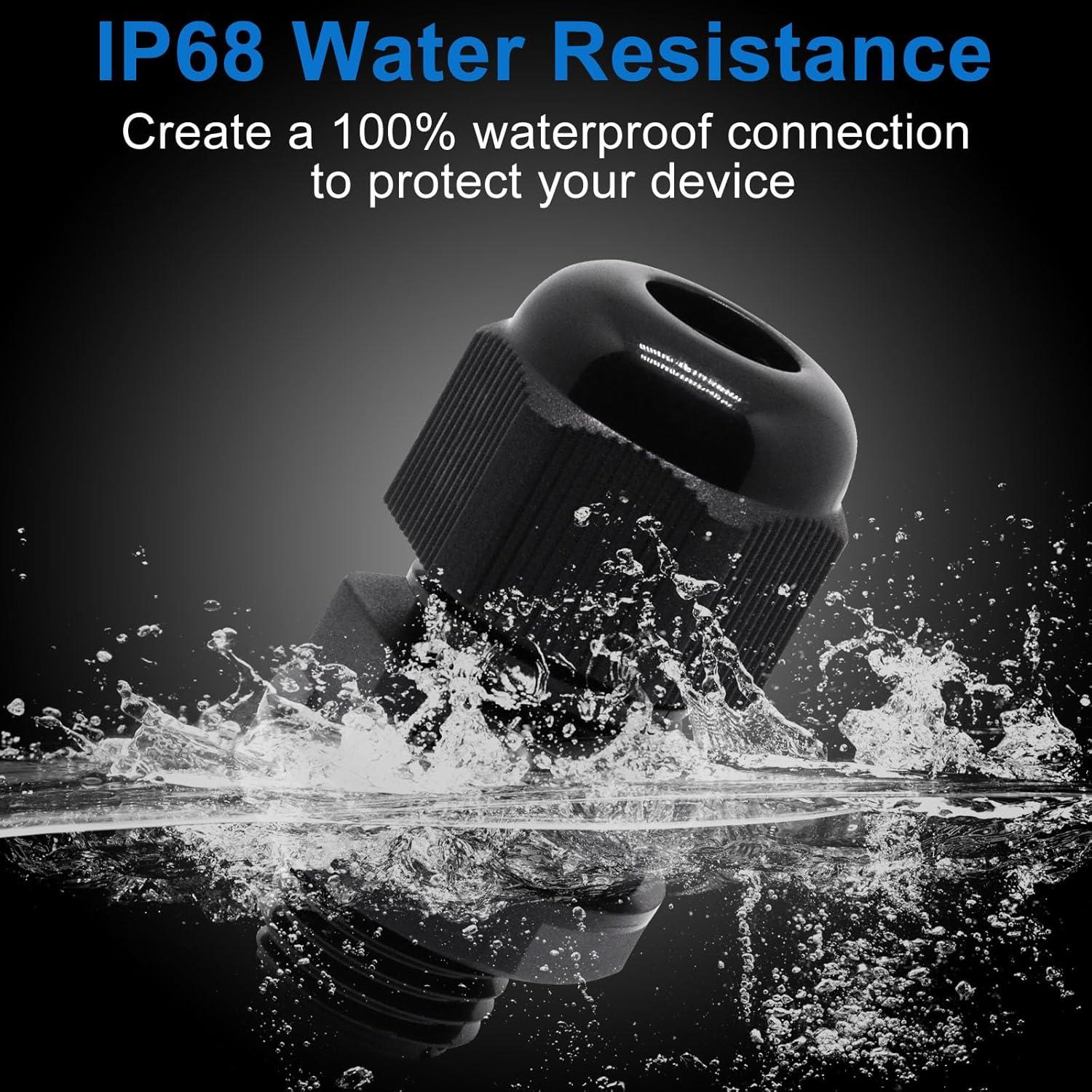 Gland de Cable Impermeable Sydien 12Pcs 1/4" NPT Nylon IP68