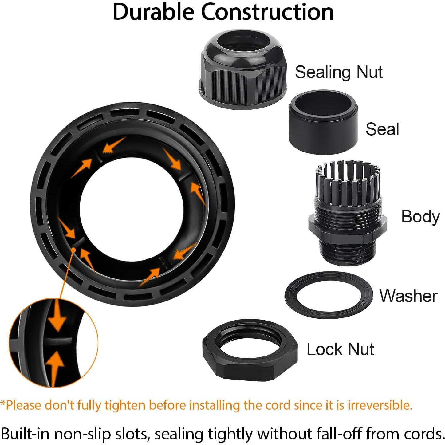 LeMotech Pasacables PG11 Impermeables 20 Piezas 6-10mm