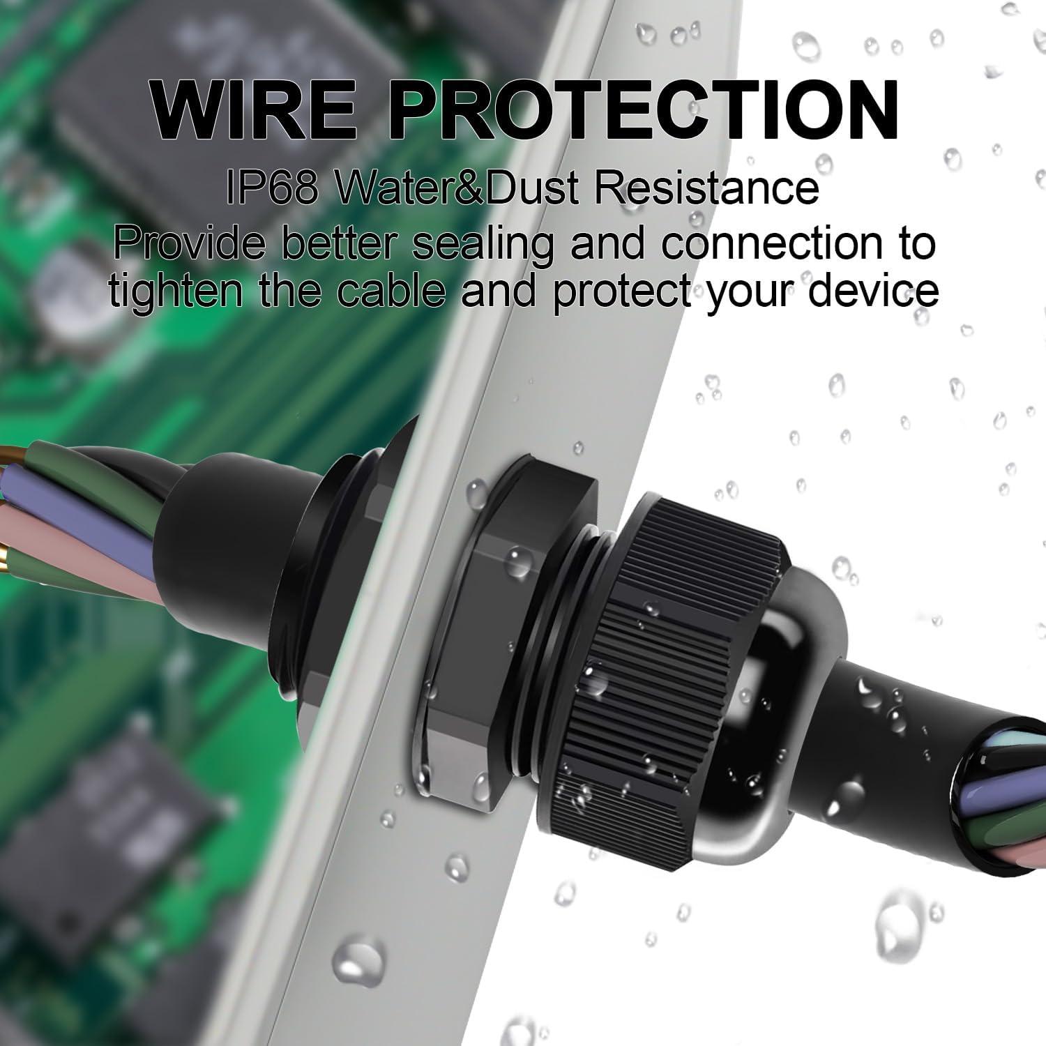 LeMotech Pasacables PG11 Impermeables 20 Piezas 6-10mm