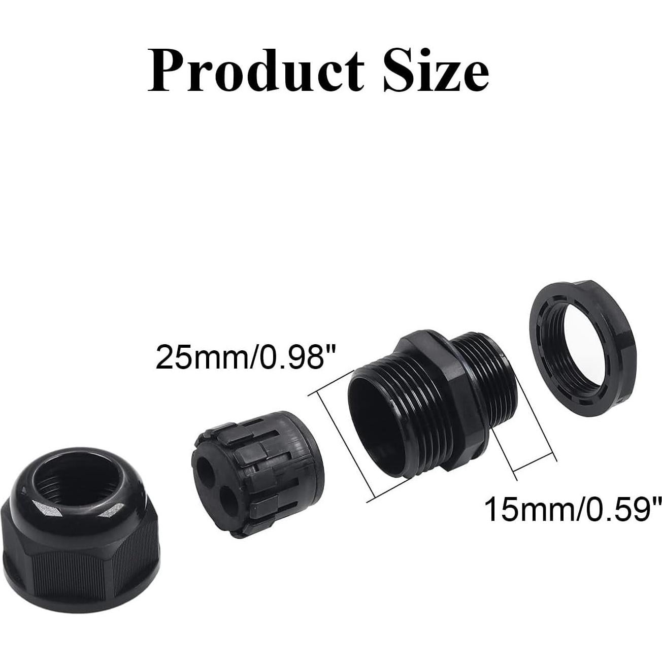 Prensaestopas Fielect M25x1.5 IP68 Nylon 2 Agujeros 4-8mm