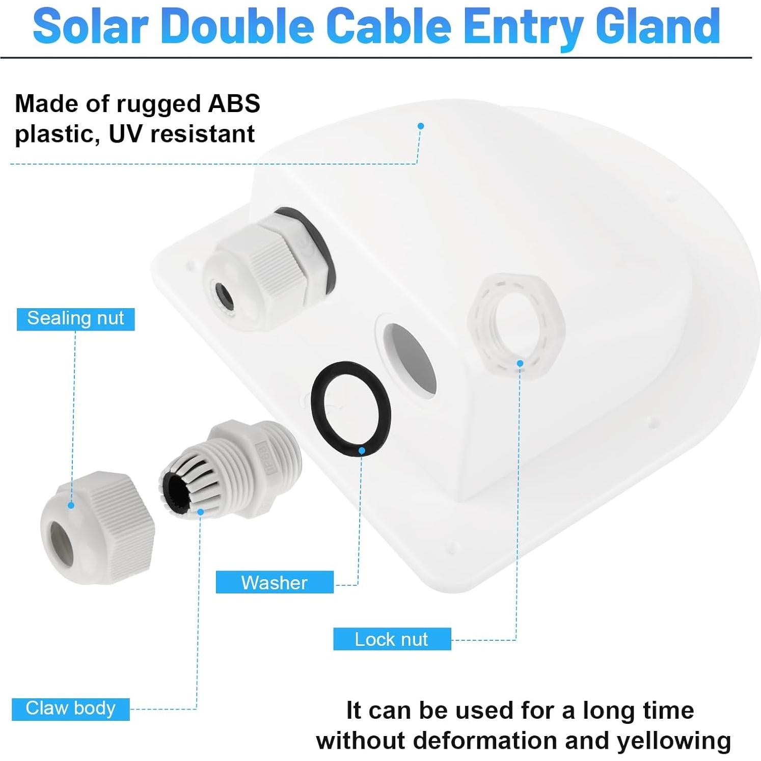 Entrada de Cable Solar Impermeable EINDER IP68 2 Pcs 10.9x9.8 cm