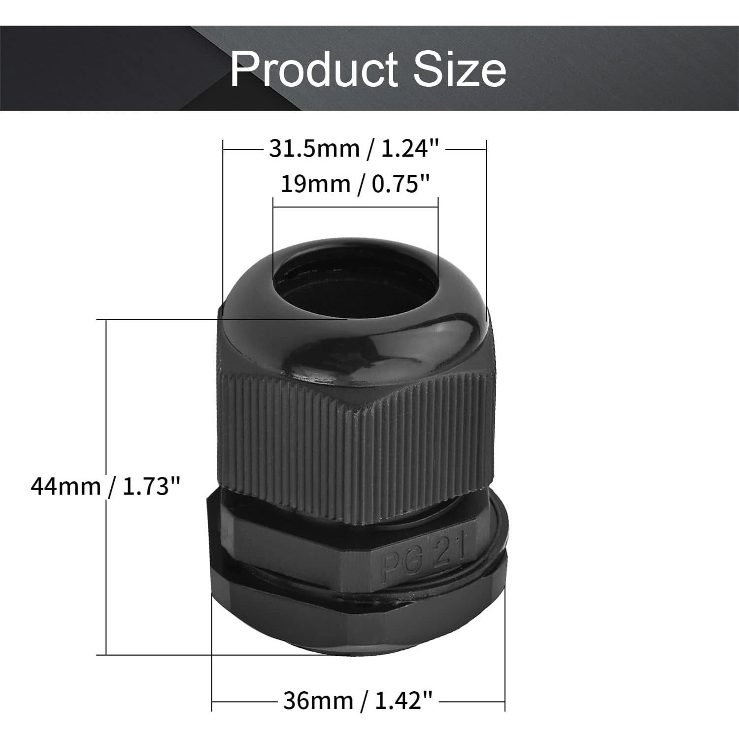 Conectores Ajustables Fielect PG21 5Pcs A Prueba de Agua 16-21mm