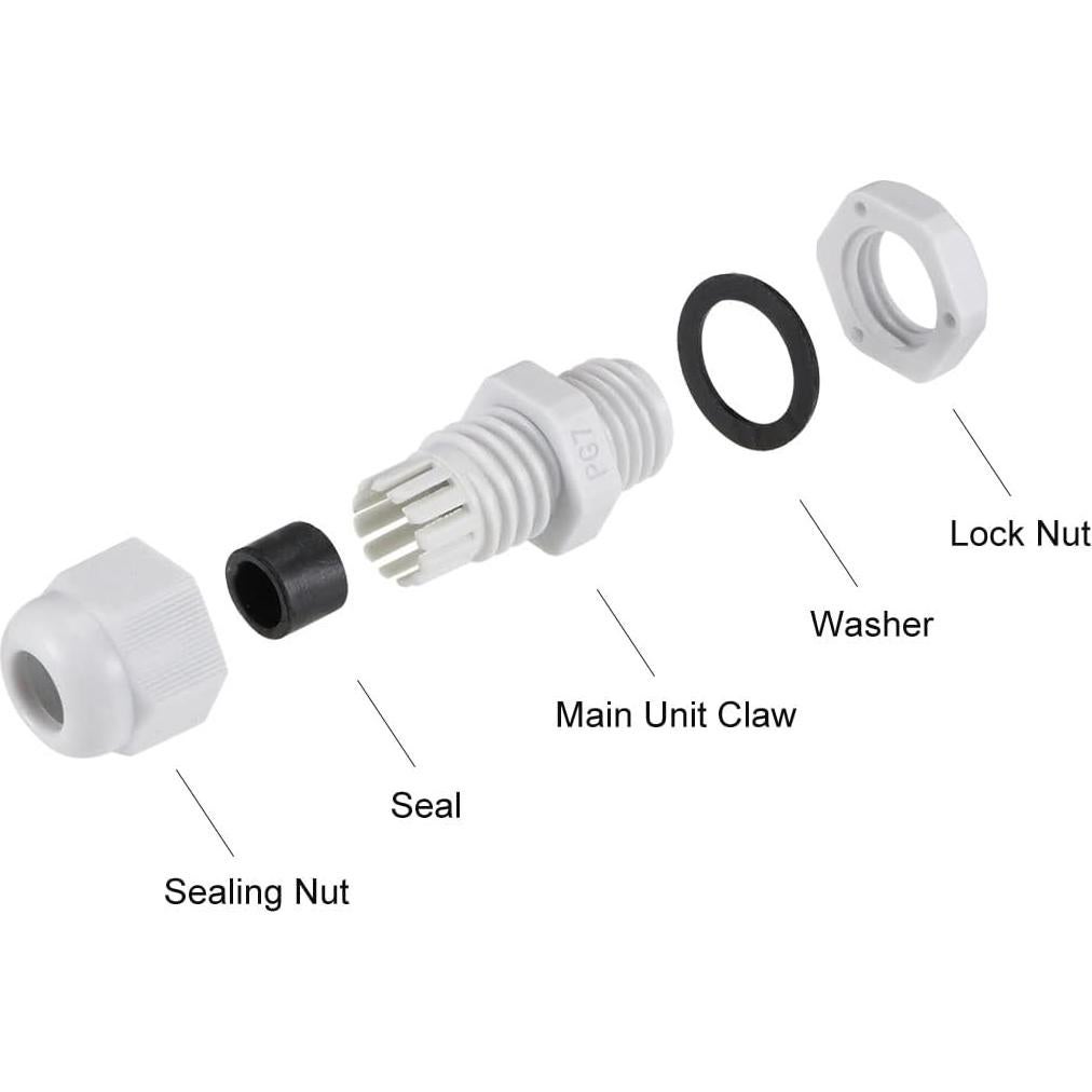 10 Piezas Conectores PG7 Nylon Impermeables uxcell 2-5mm