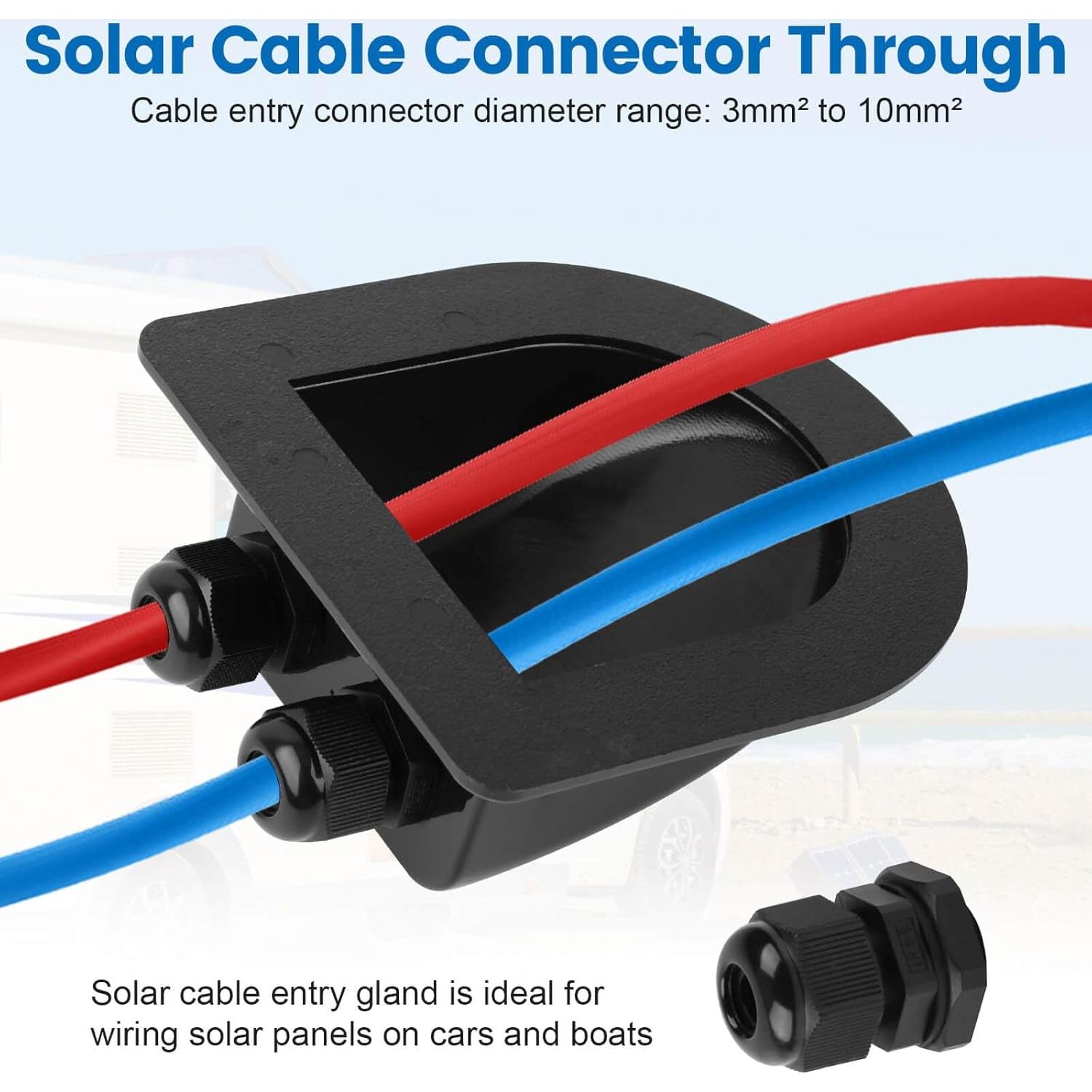 Entrada de Cable Solar Impermeable QCG 2 Pcs ABS 10.92x9.84cm