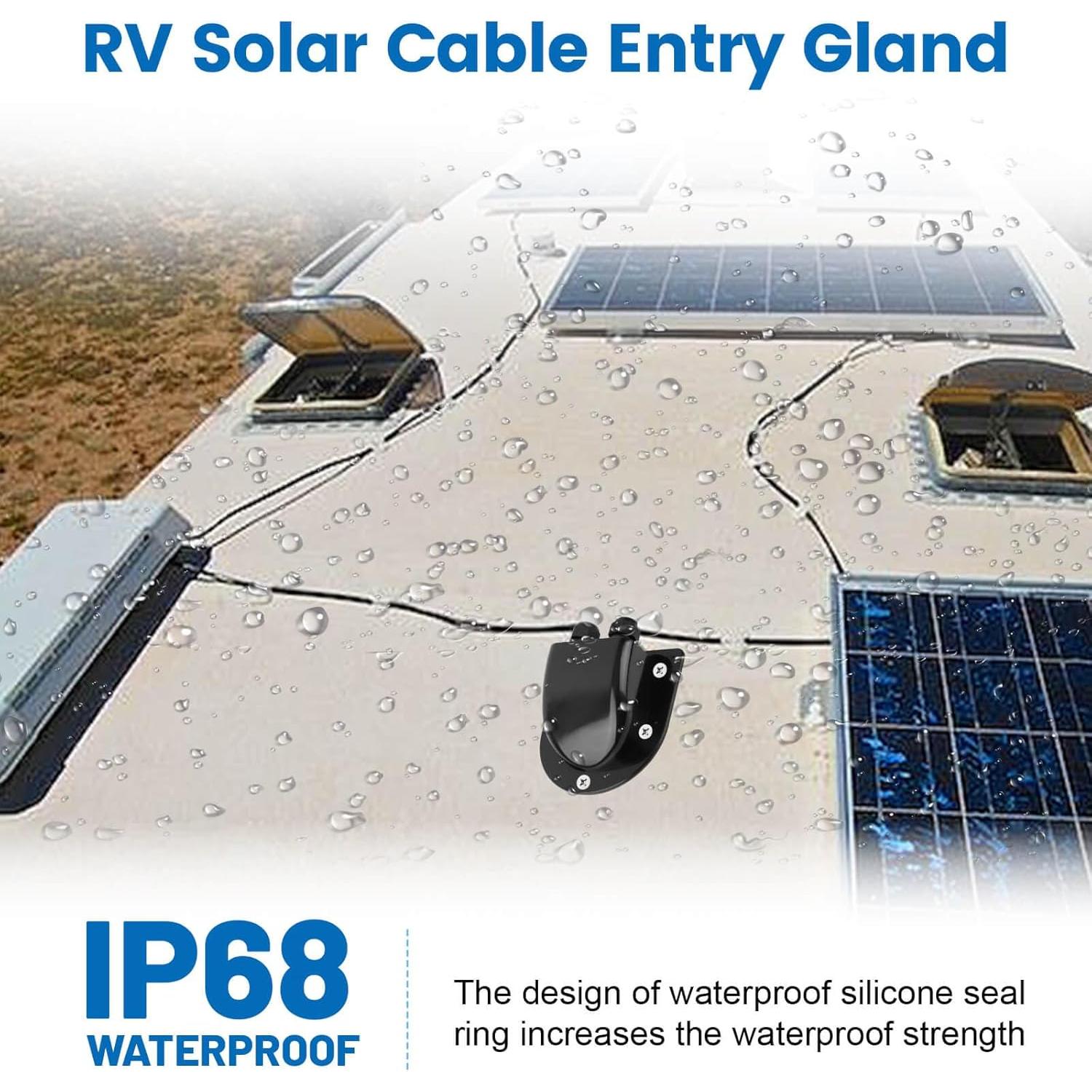 Entrada de Cable Solar Impermeable QCG 2 Pcs ABS 10.92x9.84cm