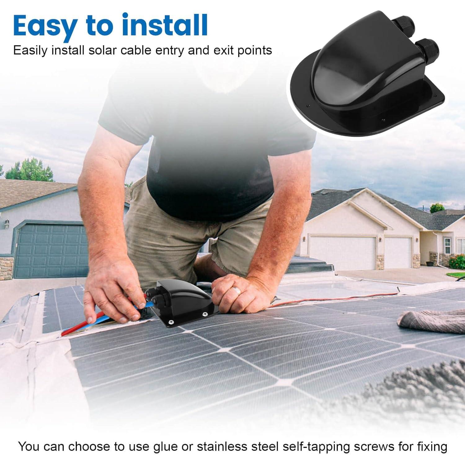 Entrada de Cable Solar Impermeable QCG 2 Pcs ABS 10.92x9.84cm