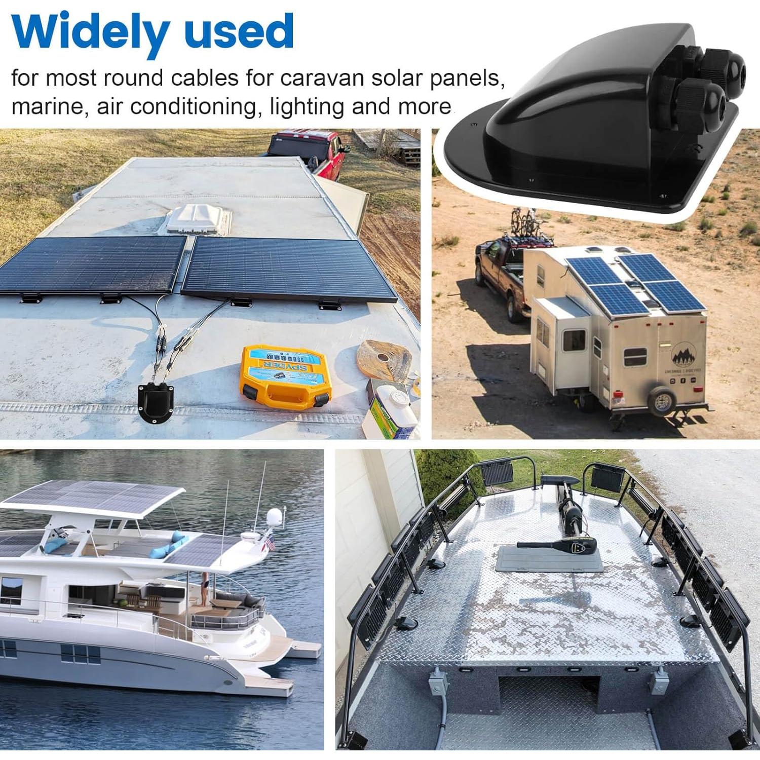 Entrada de Cable Solar Impermeable QCG 2 Pcs ABS 10.92x9.84cm