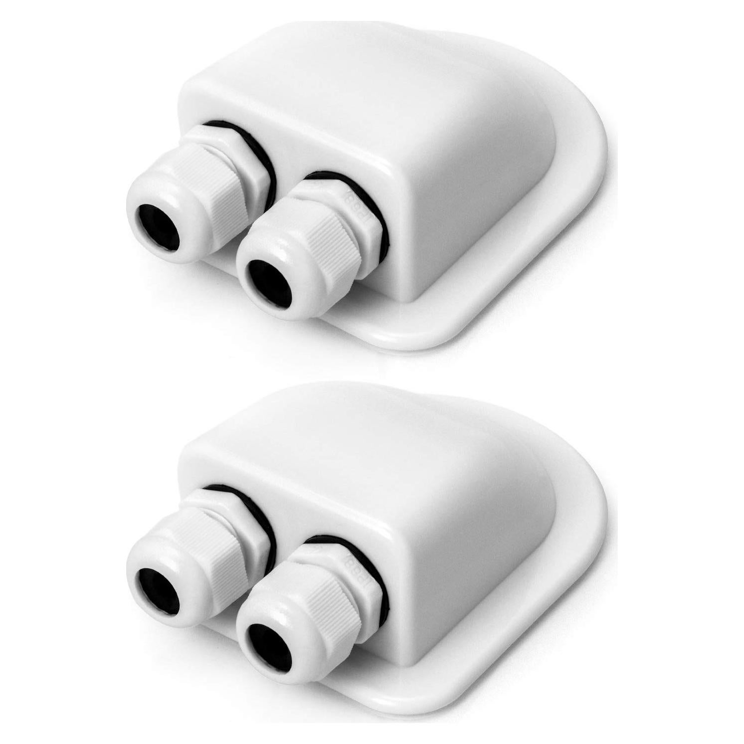 QWORK Doble Entrada de Cable IP68 Impermeable 2 Pcs Blanco