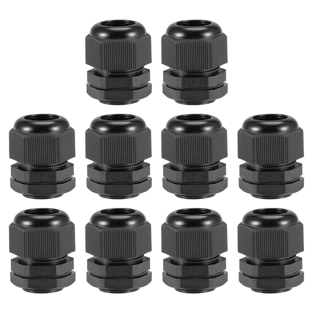 Conector de Cable M25 uxcell Nylon Impermeable 12-15mm 10pcs