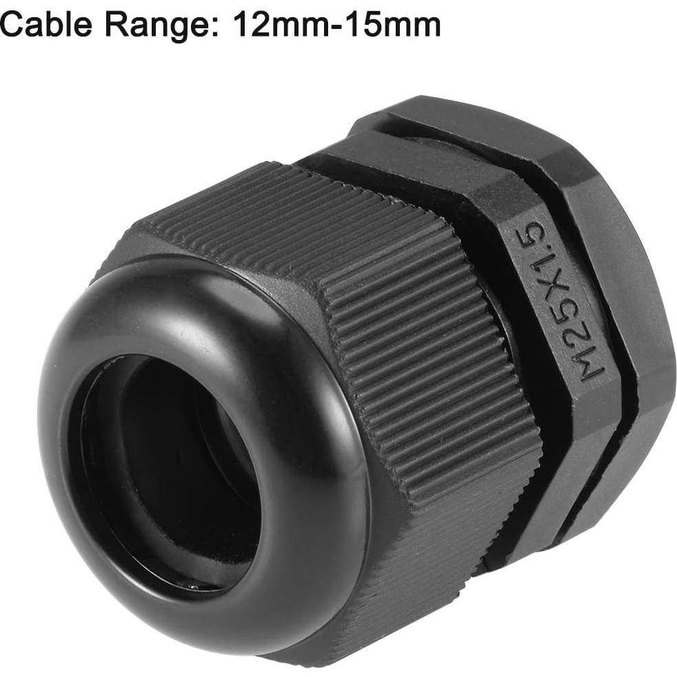 Conector de Cable M25 uxcell Nylon Impermeable 12-15mm 10pcs