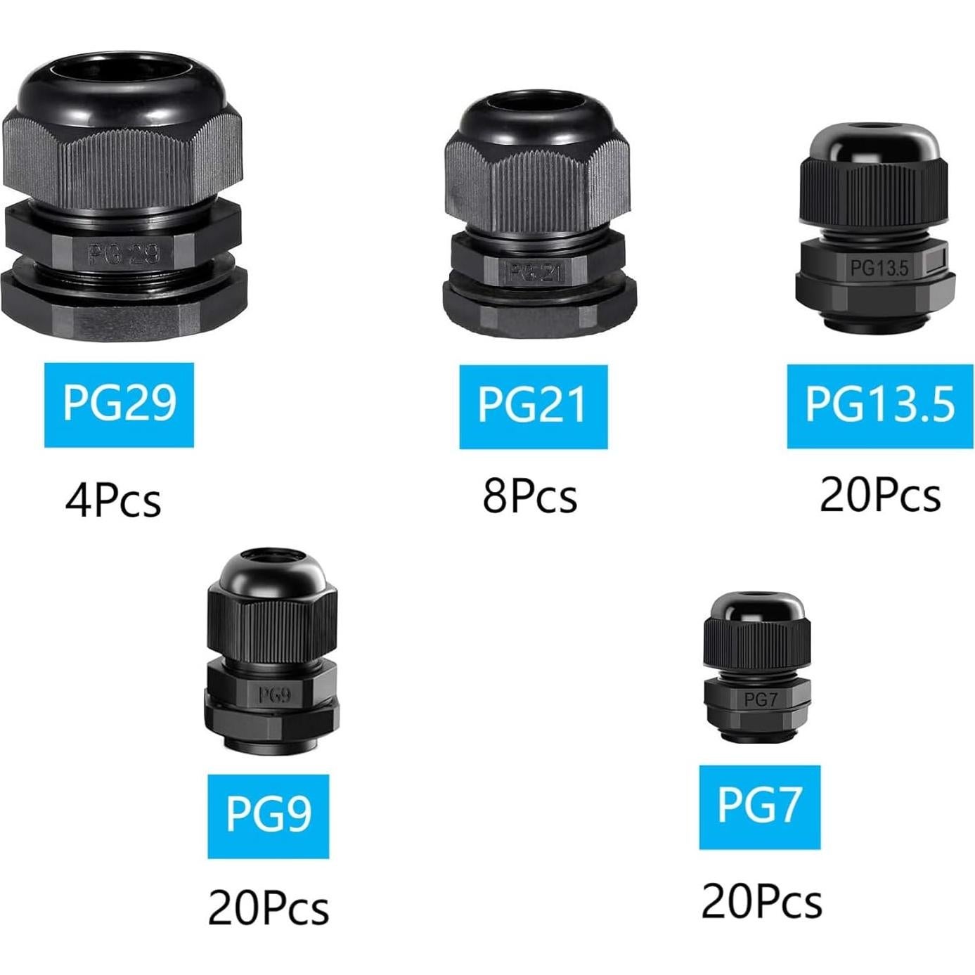 Kit de Pasacables Impermeable 72 Piezas MTDELE IP68 Nylon PA66