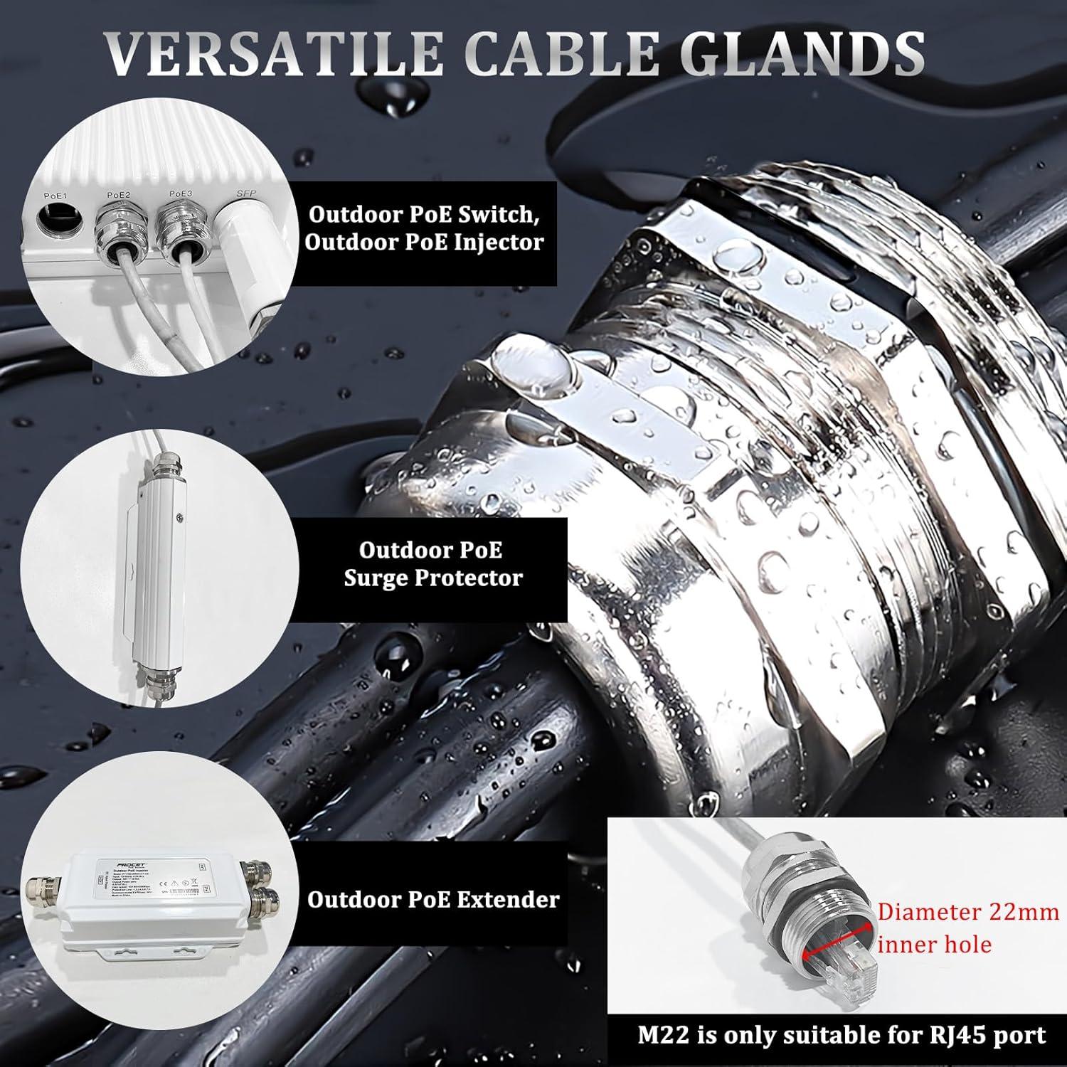 Gland de Cable Impermeable PROCET IP68 6-12mm con Conectores