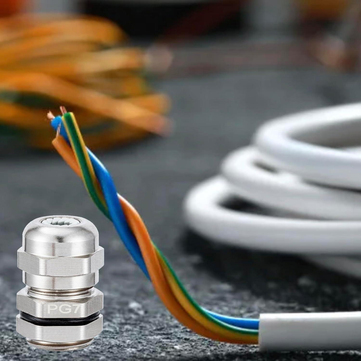 6 Pcs Conector de Cable Estanco PG7 Incontesta 3-6.5mm