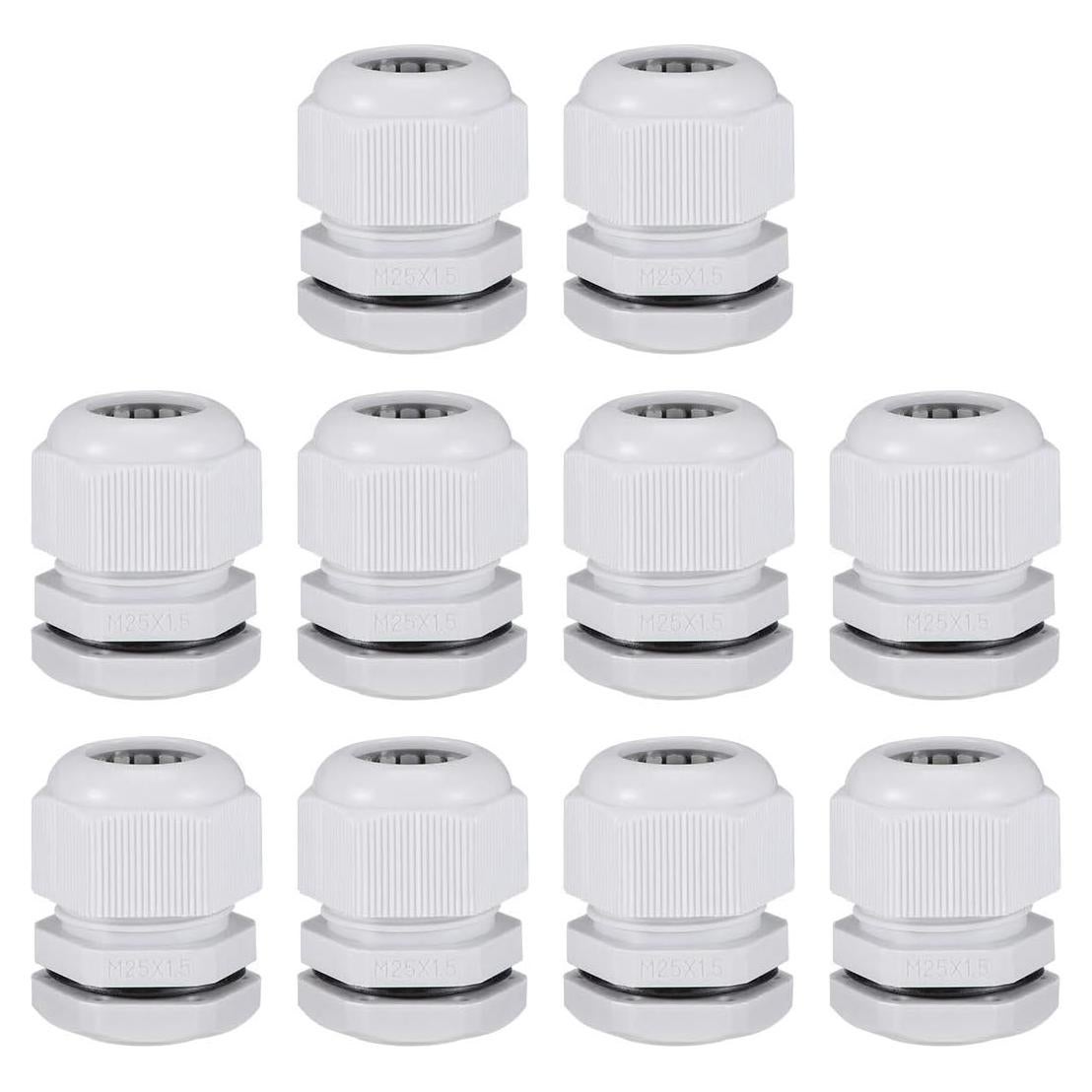 Conector de Cable M25 uxcell Nylon Impermeable 12-15mm 10pcs