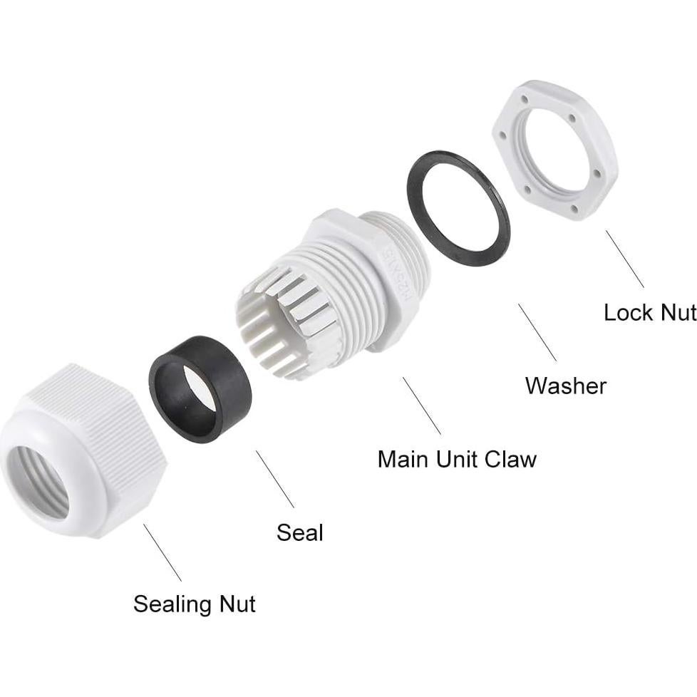Conector de Cable M25 uxcell Nylon Impermeable 12-15mm 10pcs