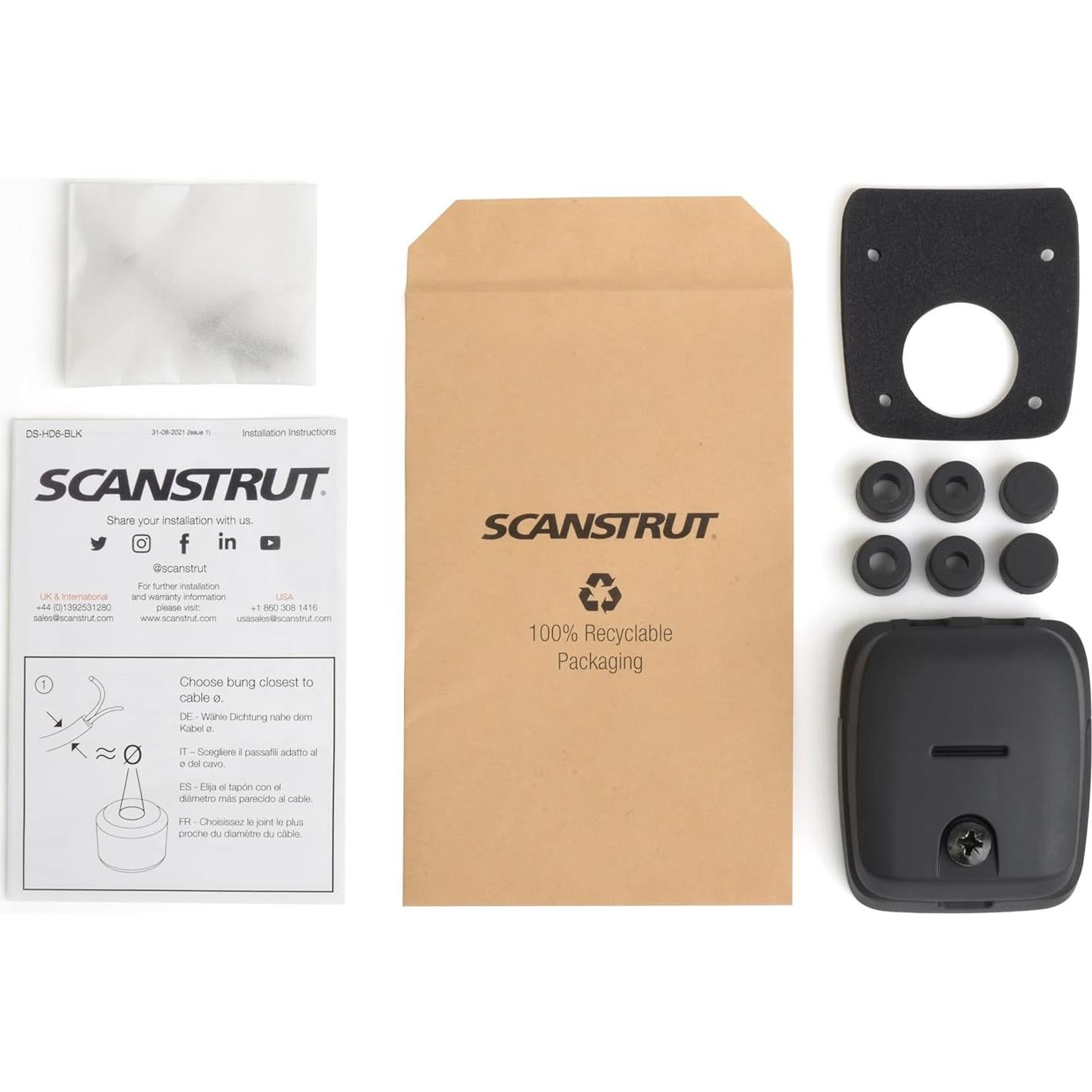 Sello de Cable Doble Horizontal Scanstrut DS-HD6-BLK - Negro