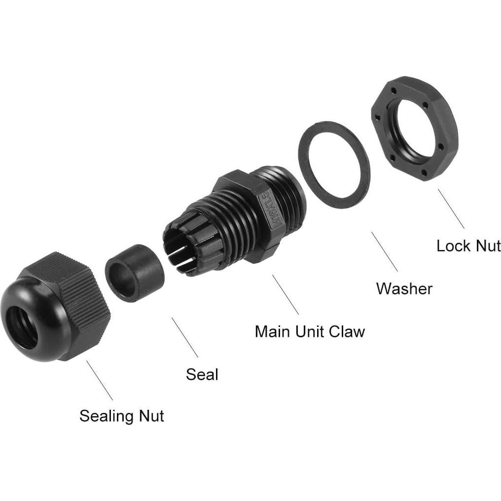 Conector de Cable M16x1.5 uxcell Impermeable Nylon 10pcs