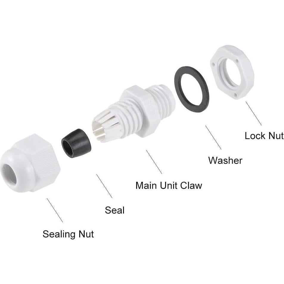 Conectores de Cable M12x1.5 uxcell 20pcs Nylon Impermeables