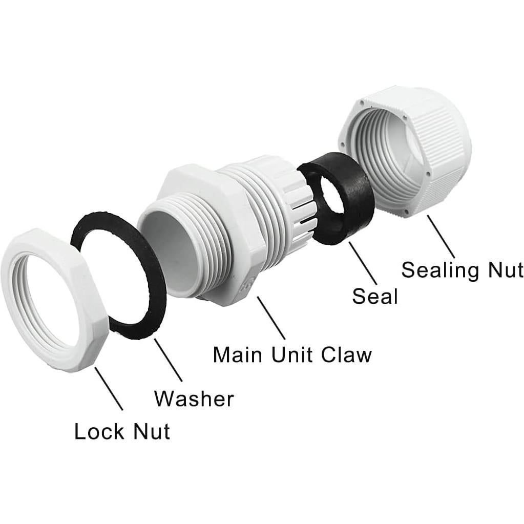 Conector Ajustable de Cable Gland Nylon Impermeable M25 10 Pcs
