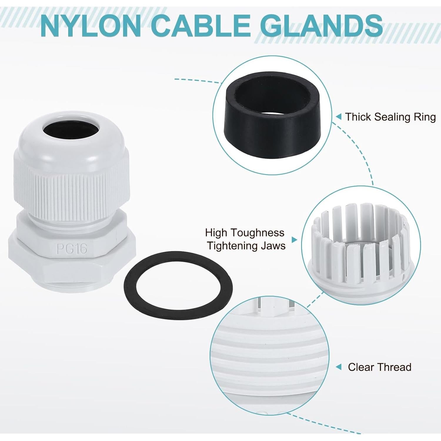 Garras de Cable PG16 uxcell 10 Pcs Nylon Impermeables 10-13mm