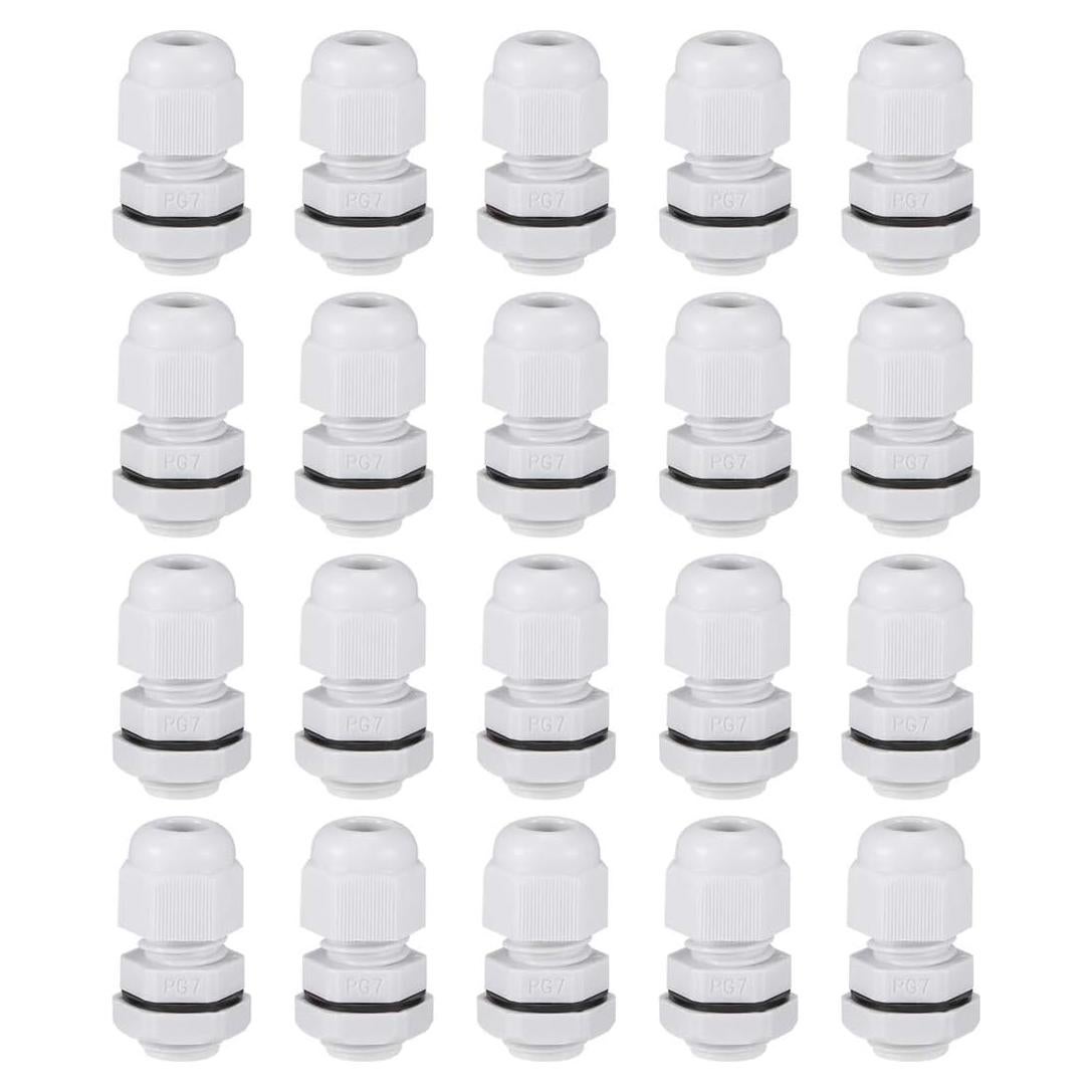 Conectores de Cable PG7 uxcell 20pcs Nylon Impermeables 3-5.5mm