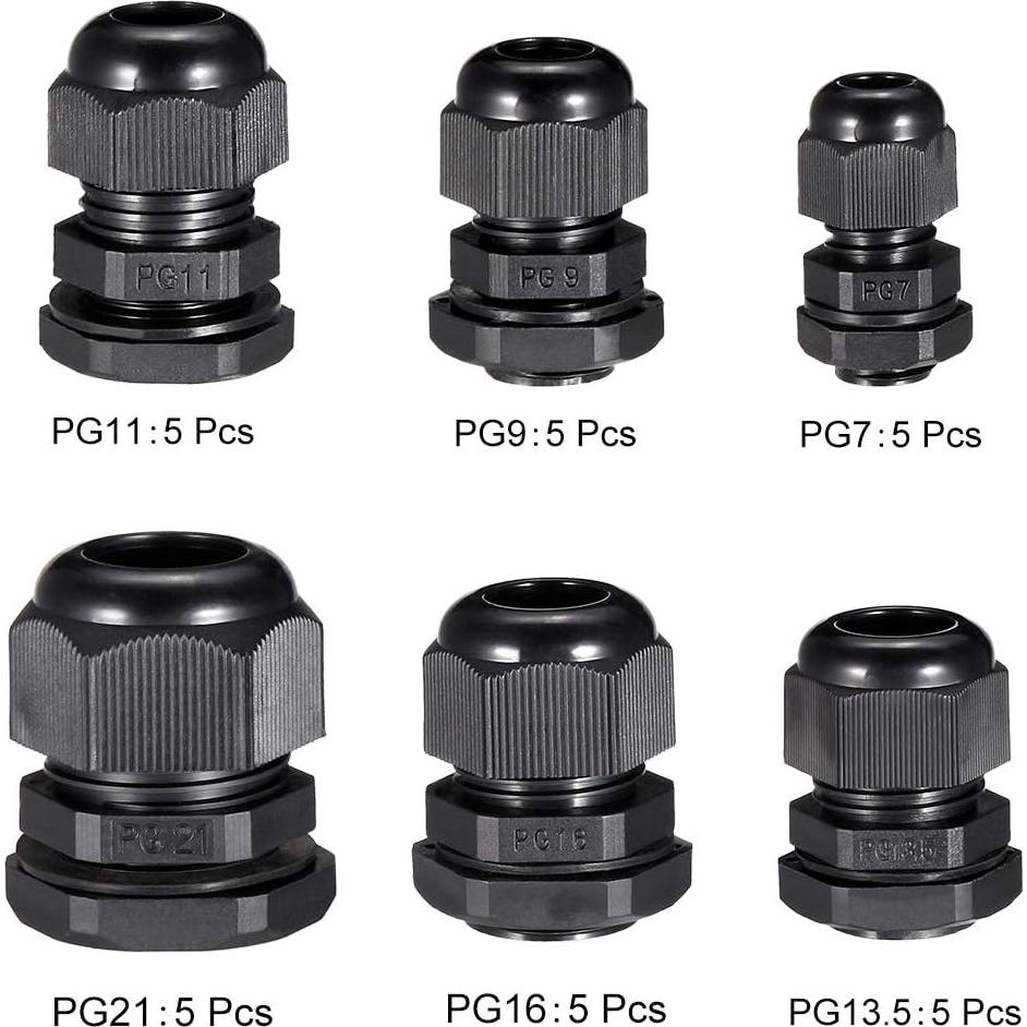 Conectores de Cable Impermeables IP68 uxcell PG7-PG21 30 Pcs
