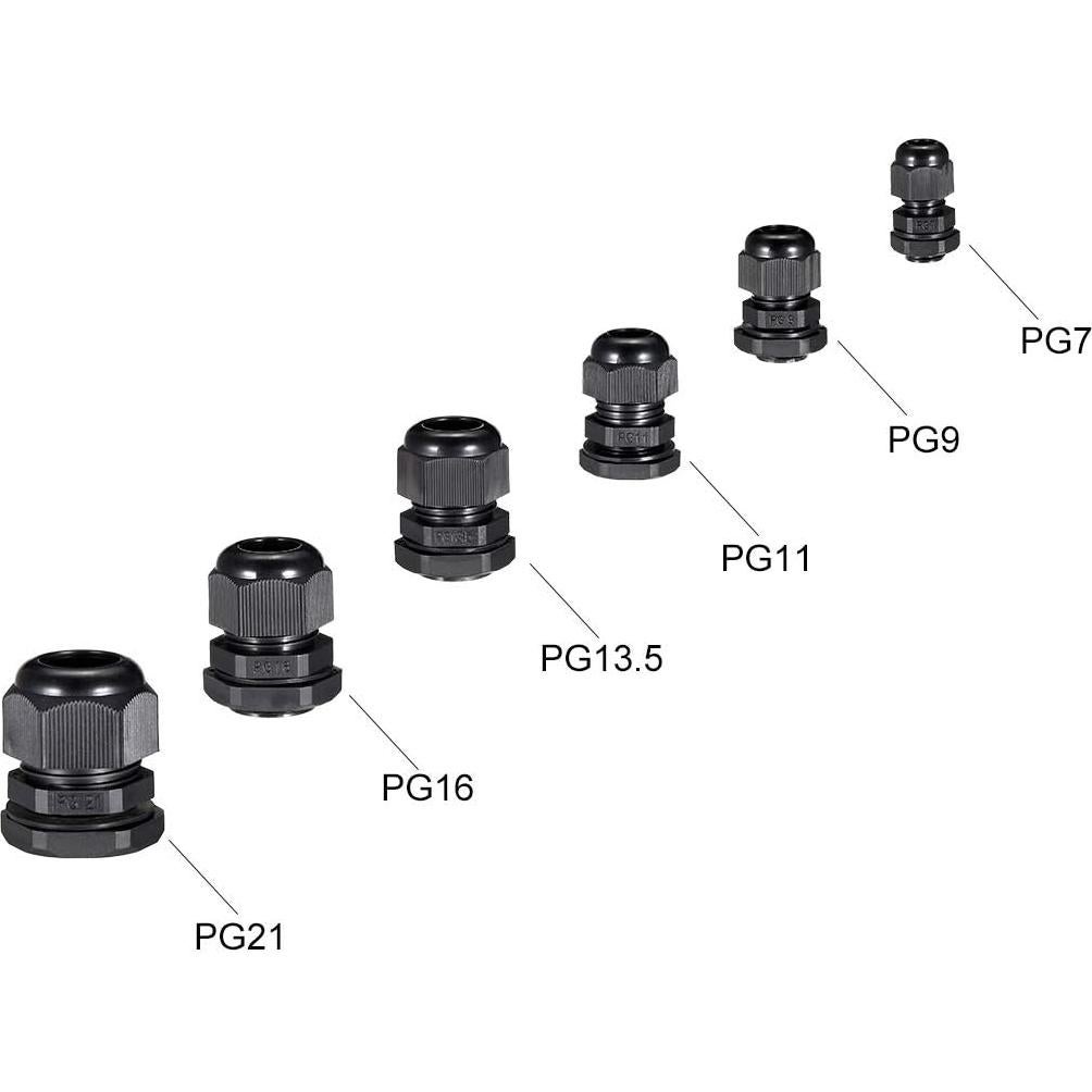 Conectores de Cable Impermeables IP68 uxcell PG7-PG21 30 Pcs