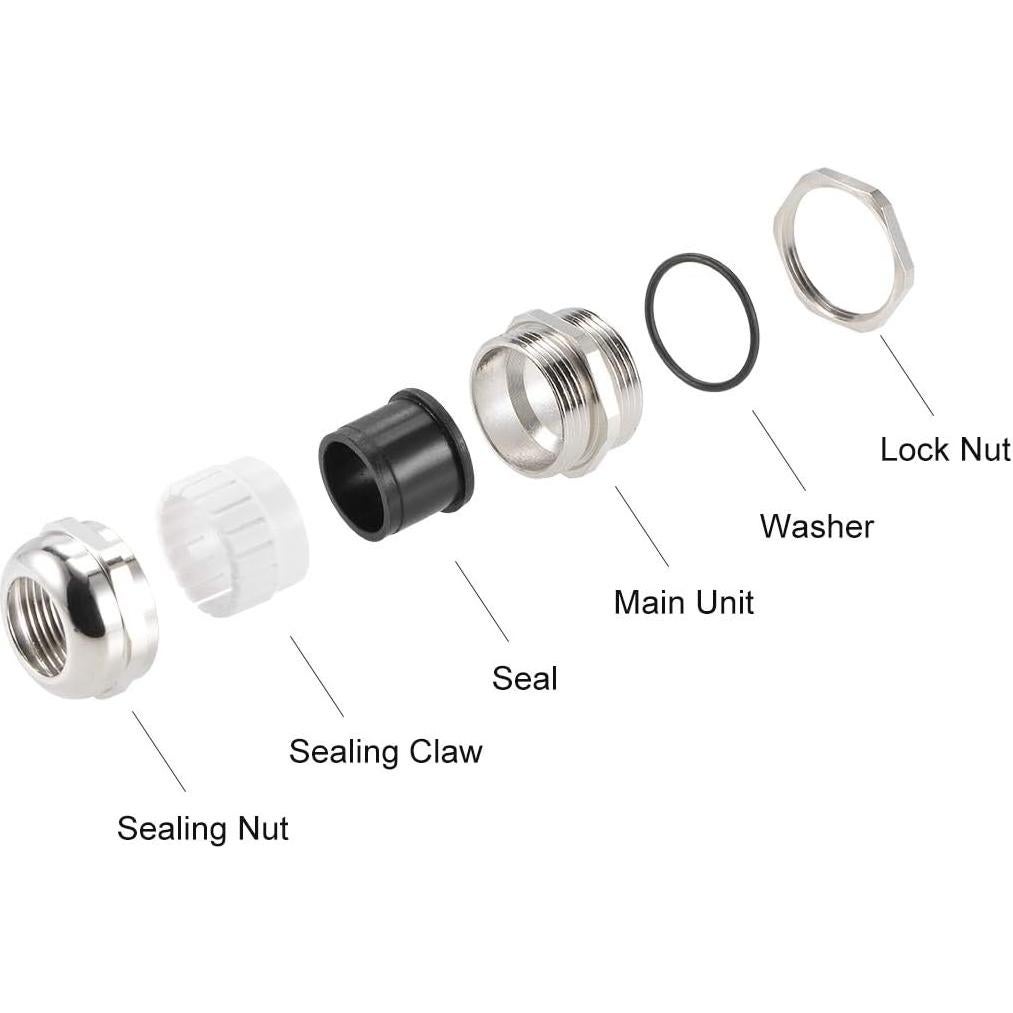 Conector PG21 uxcell 13-18mm Impermeable 2 Piezas