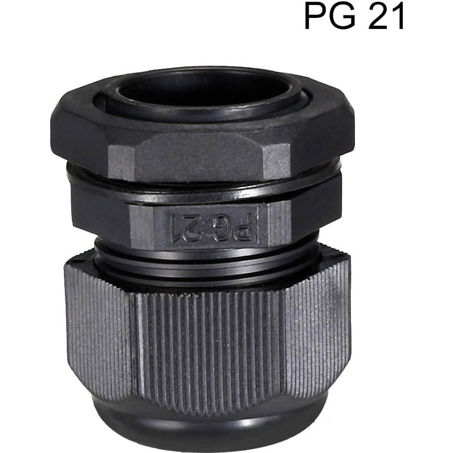 Conector de Cable PG21 uxcell Negro 12-18mm Impermeable
