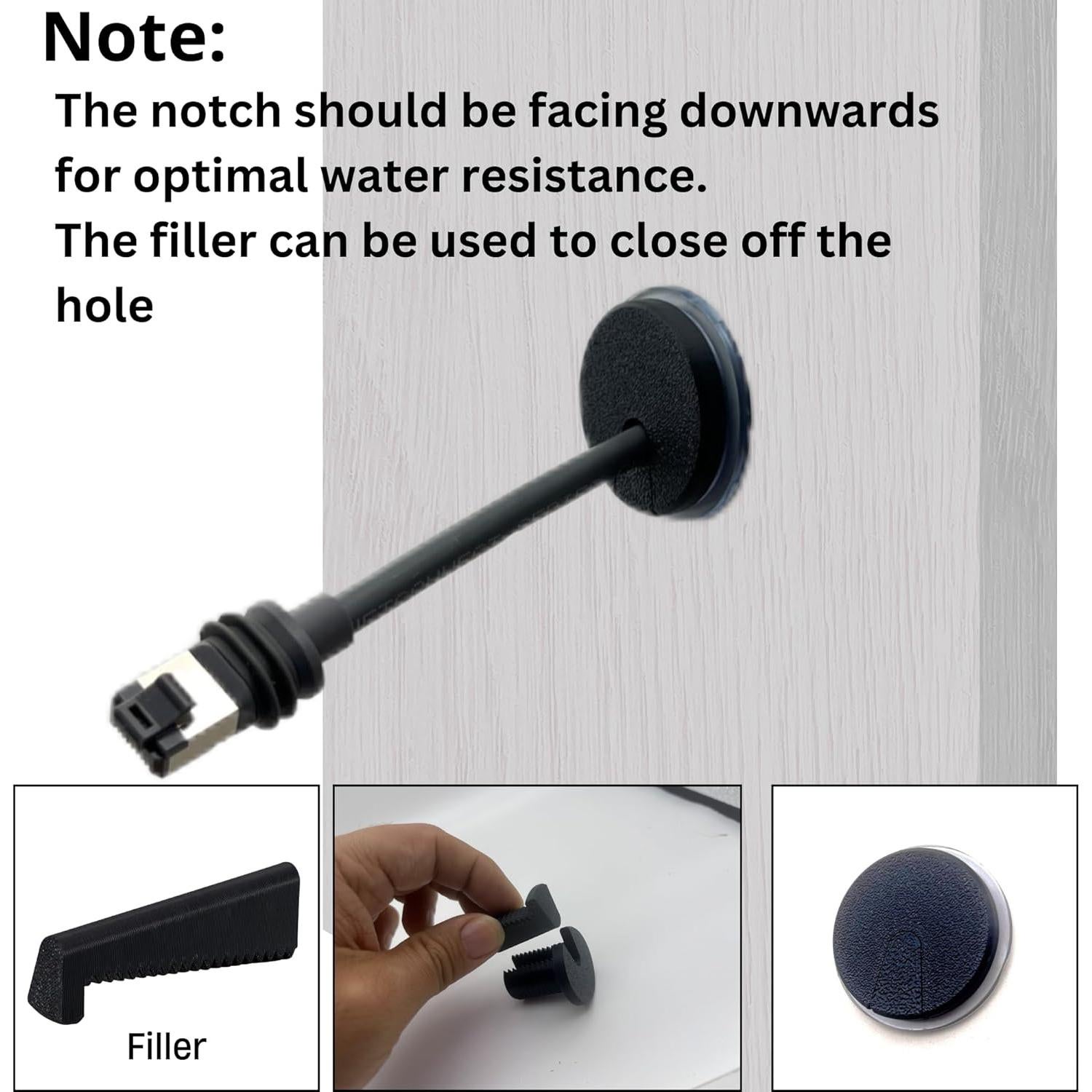 Grommet Passthrough Dikiwodark para Starlink RV Negro 22mm