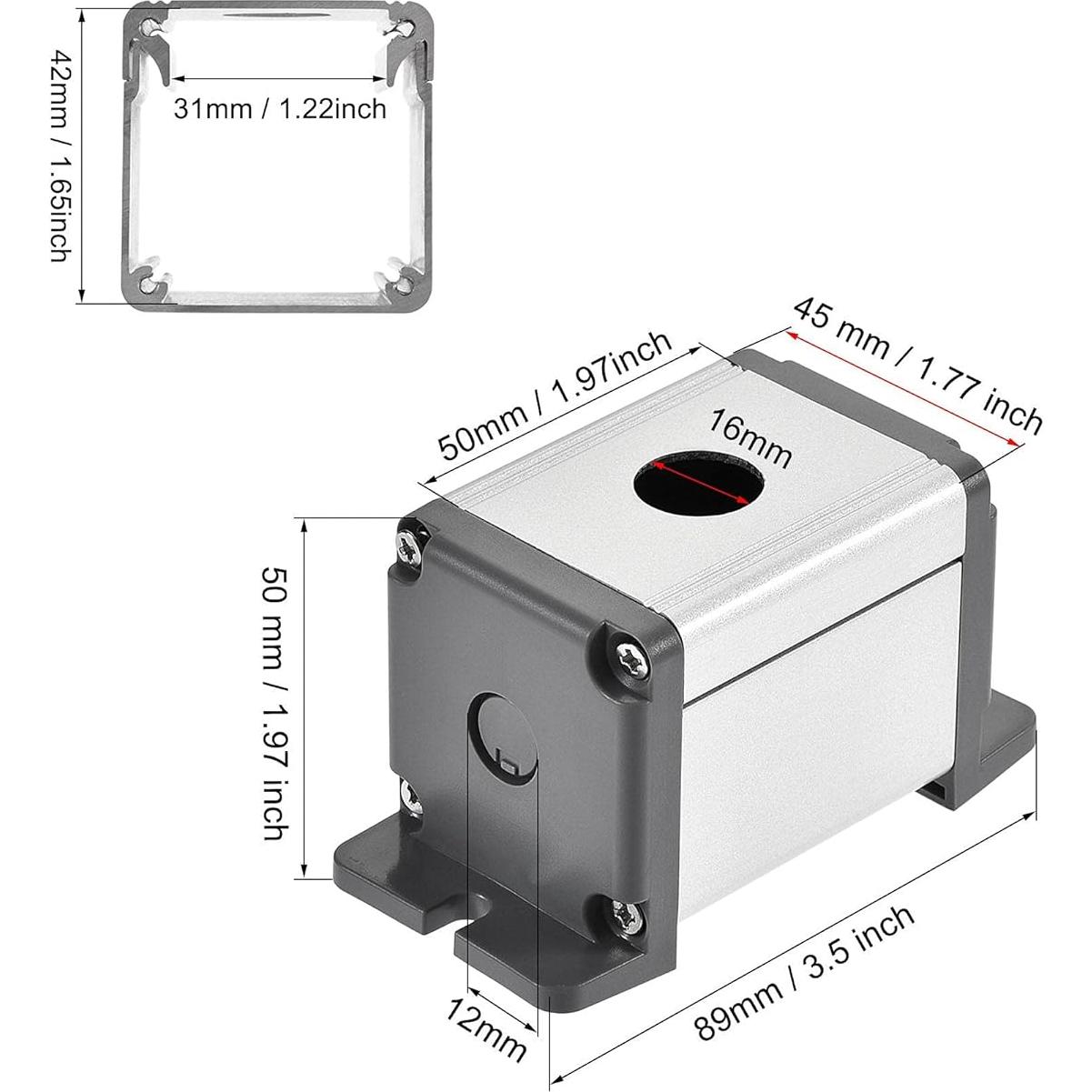Caja de Interruptor de Aluminio 16mm uxcell con Conector PG7