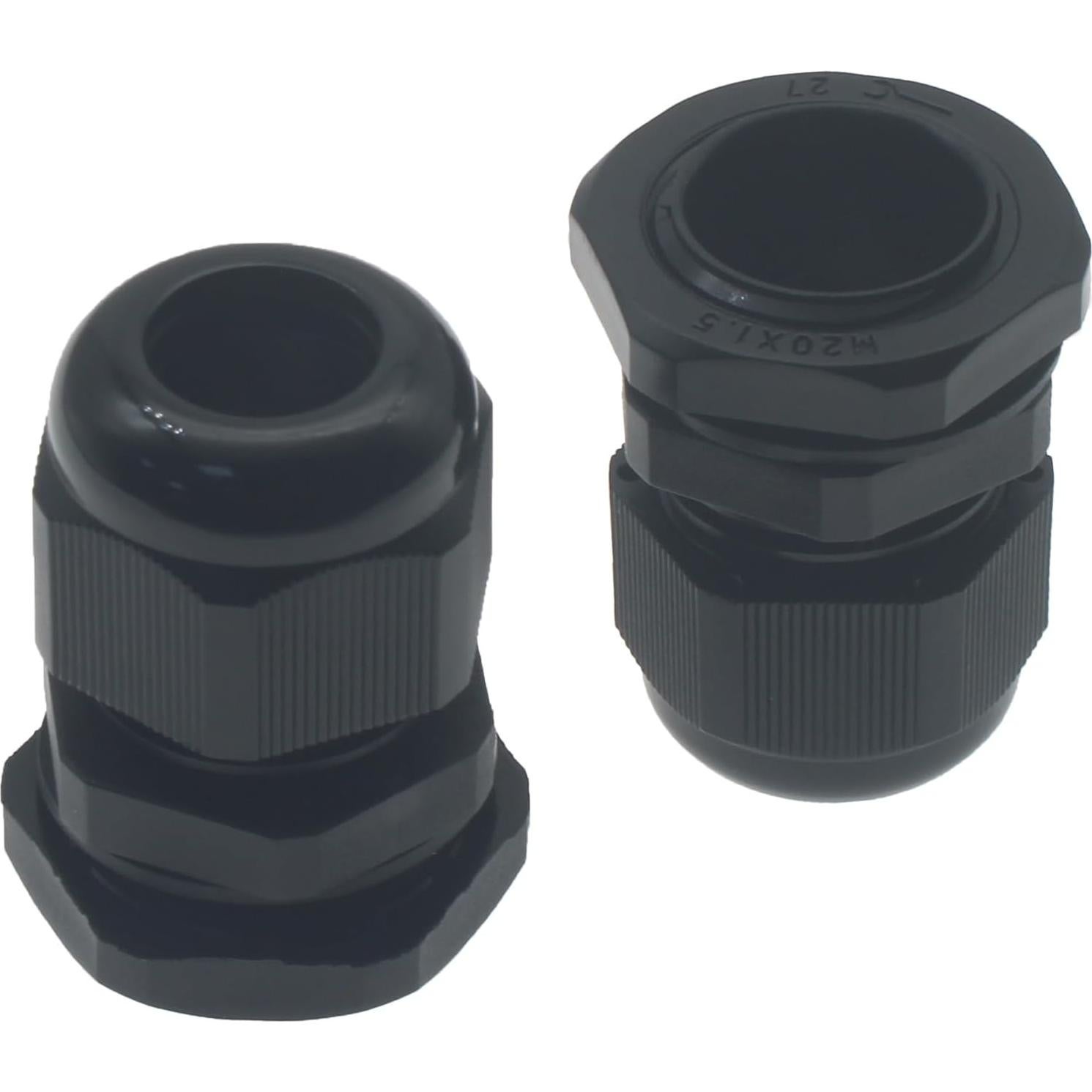 10 Conectores de Cable Impermeables M20x1.5 Nylon Negro IP68