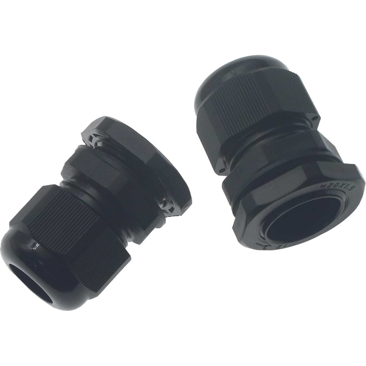 10 Conectores de Cable Impermeables M20x1.5 Nylon Negro IP68