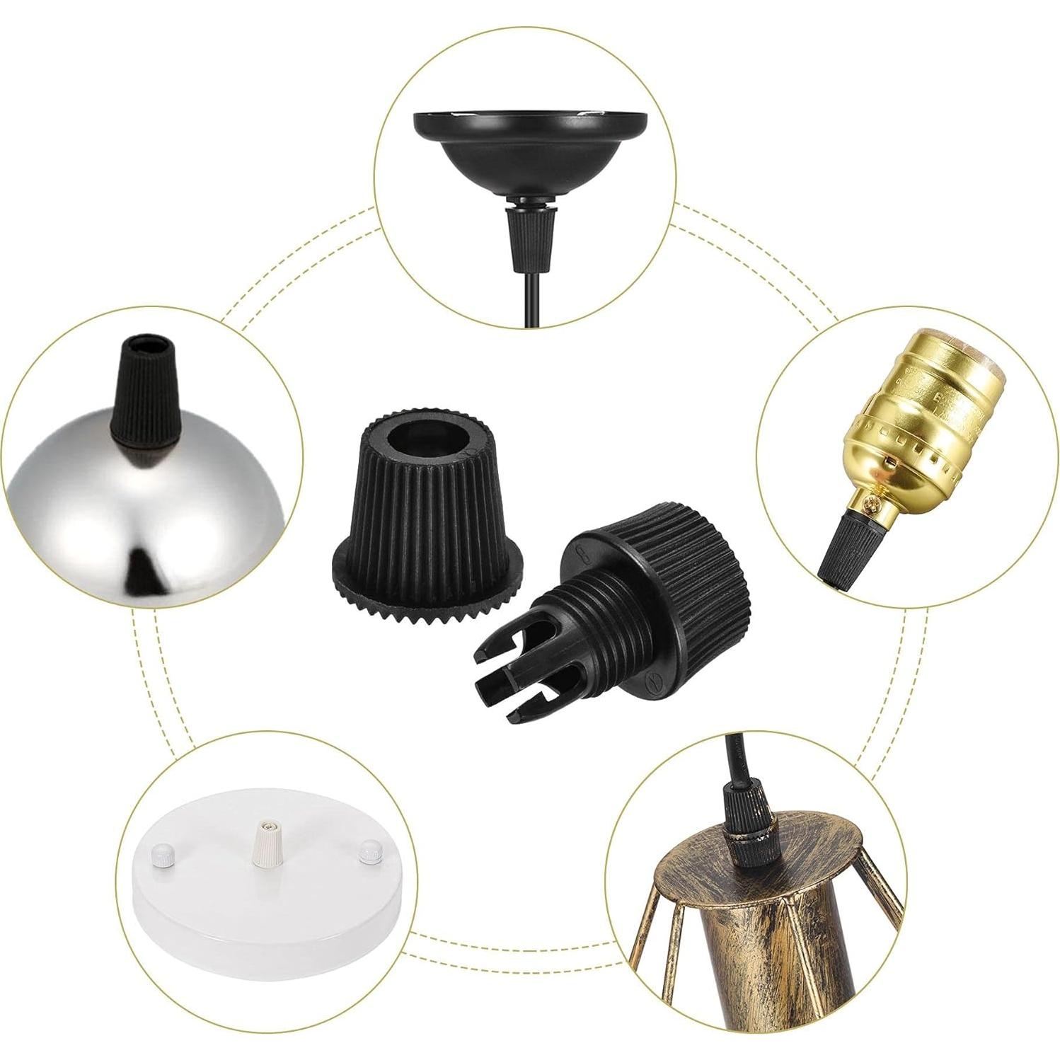 60 Gomas de Cable Glands Plástico Negro uxcell para Luz Techo