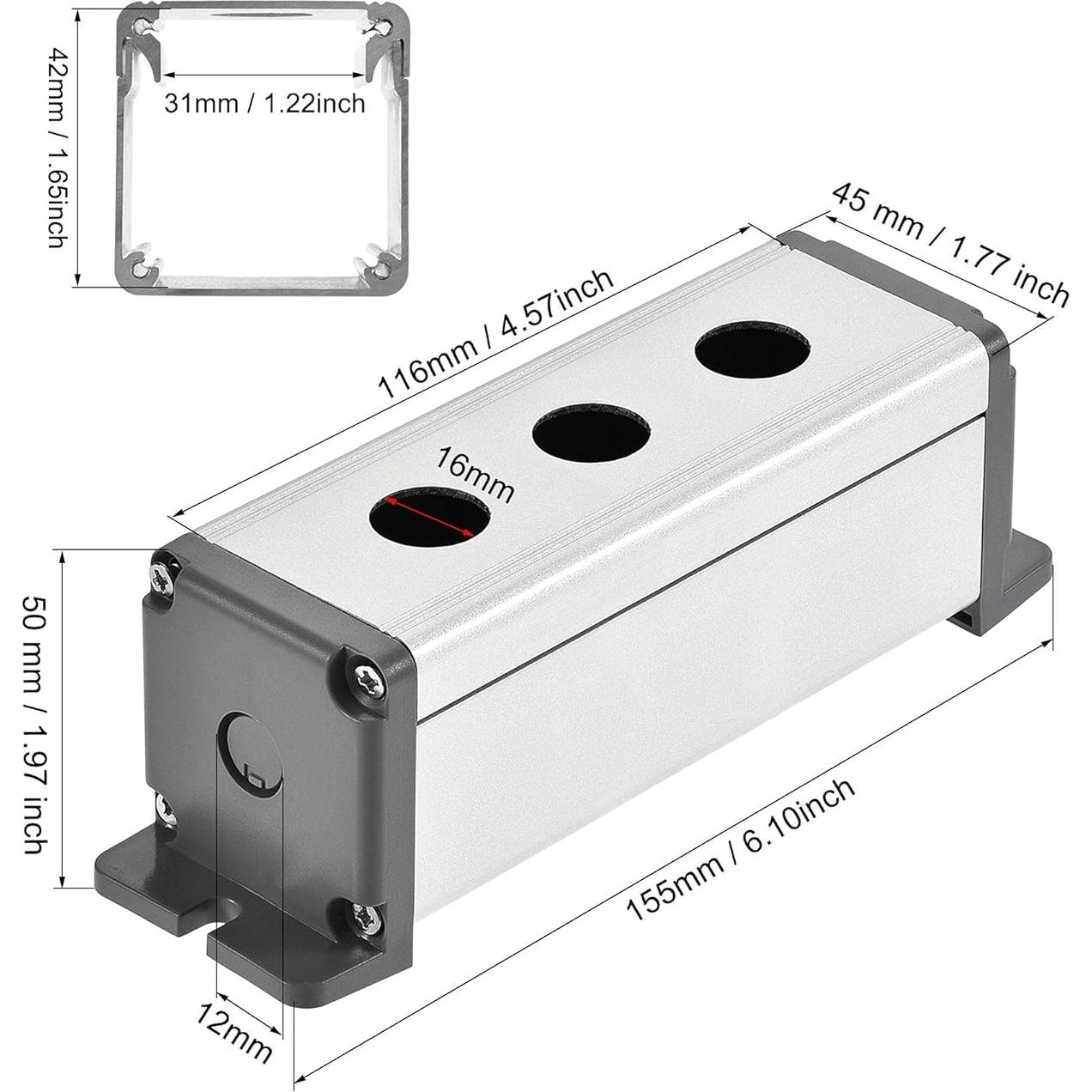 Caja de Interruptor de Aluminio uxcell 3 Agujeros 16mm PG7