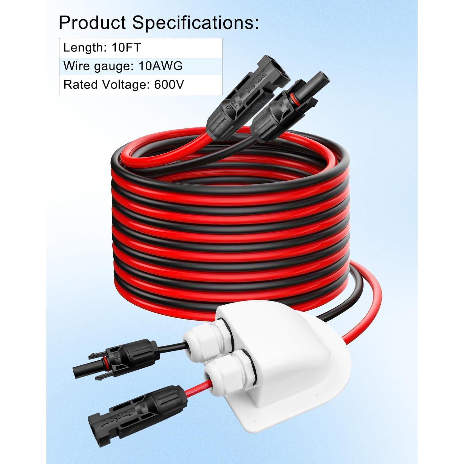 Cable de Extensión Solar Bosting 3m 10AWG IP68 para Paneles