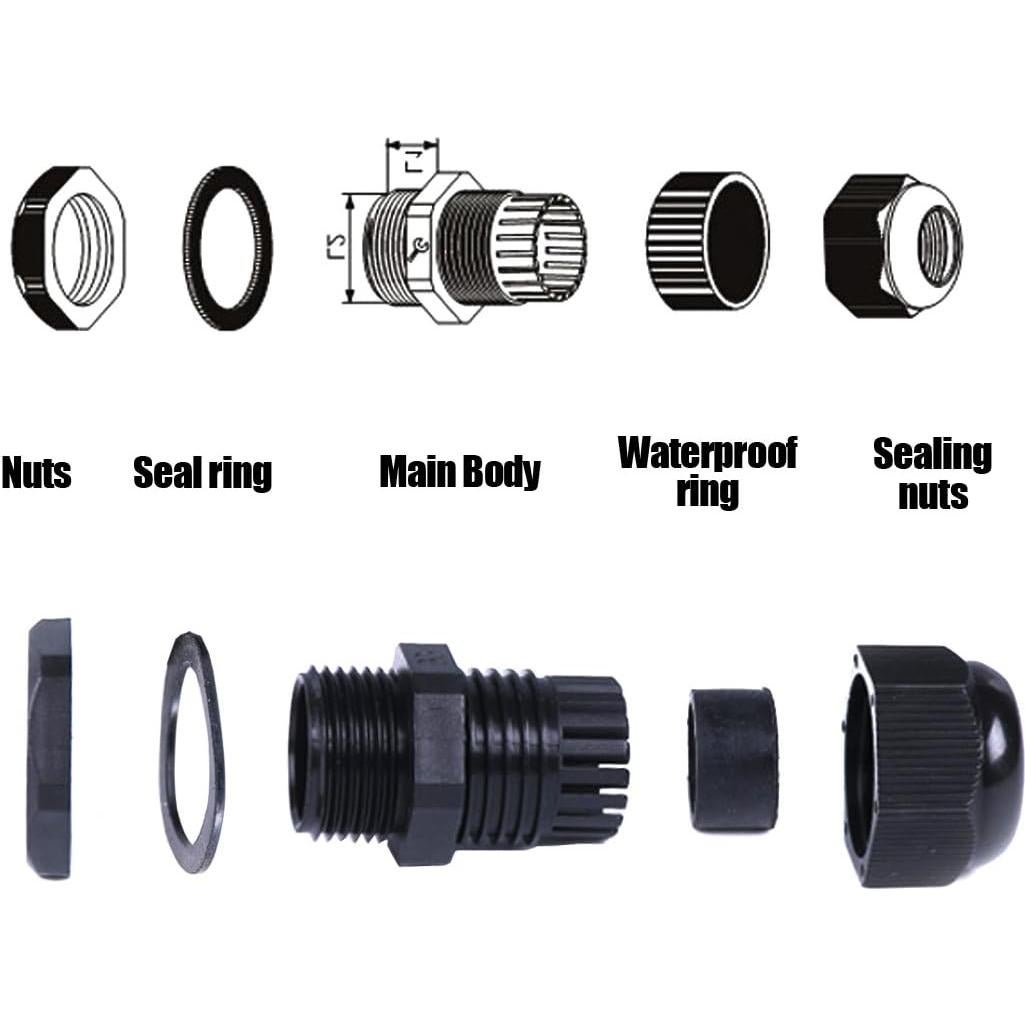 Kit de 30 Glands de Cable Hilitchi Nylon Impermeable 3.5-13mm