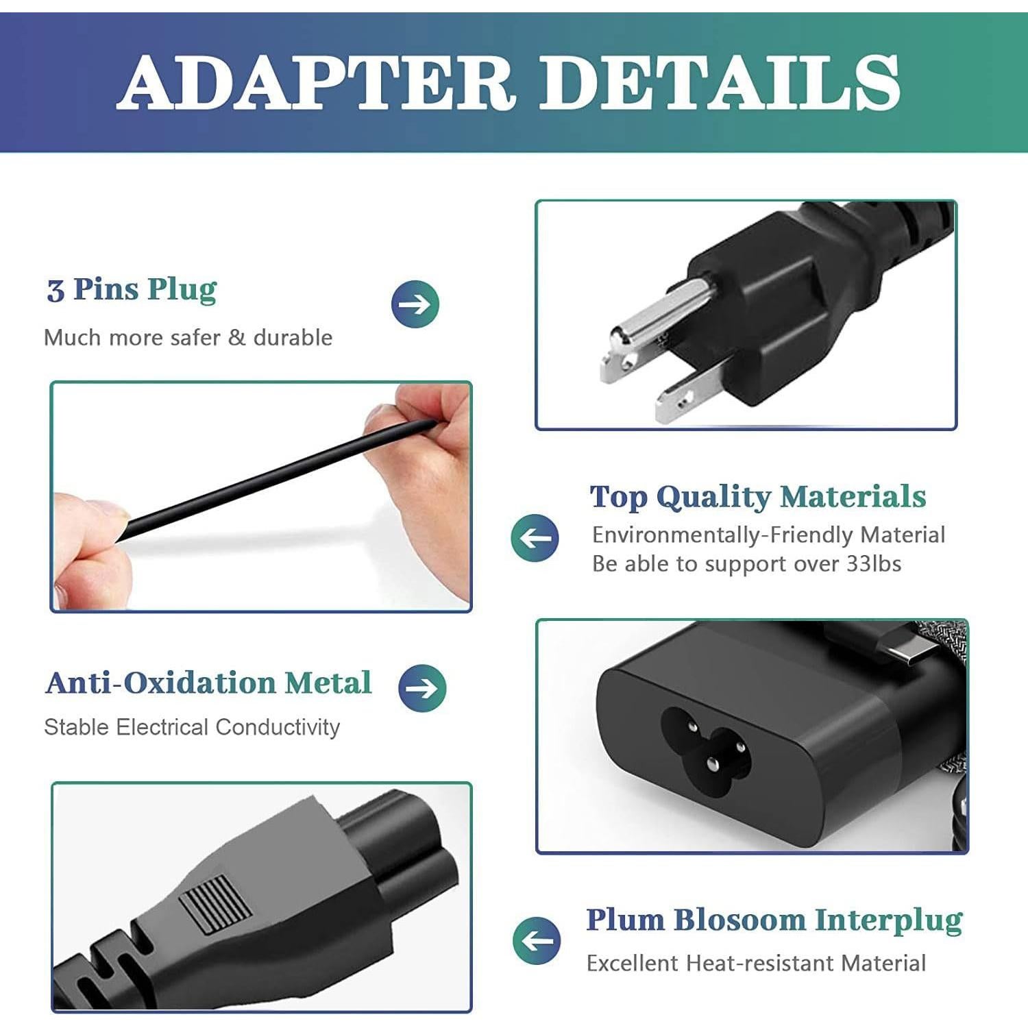 Cargador HP Slim 65W USB C para Envy, Spectre, Chromebook