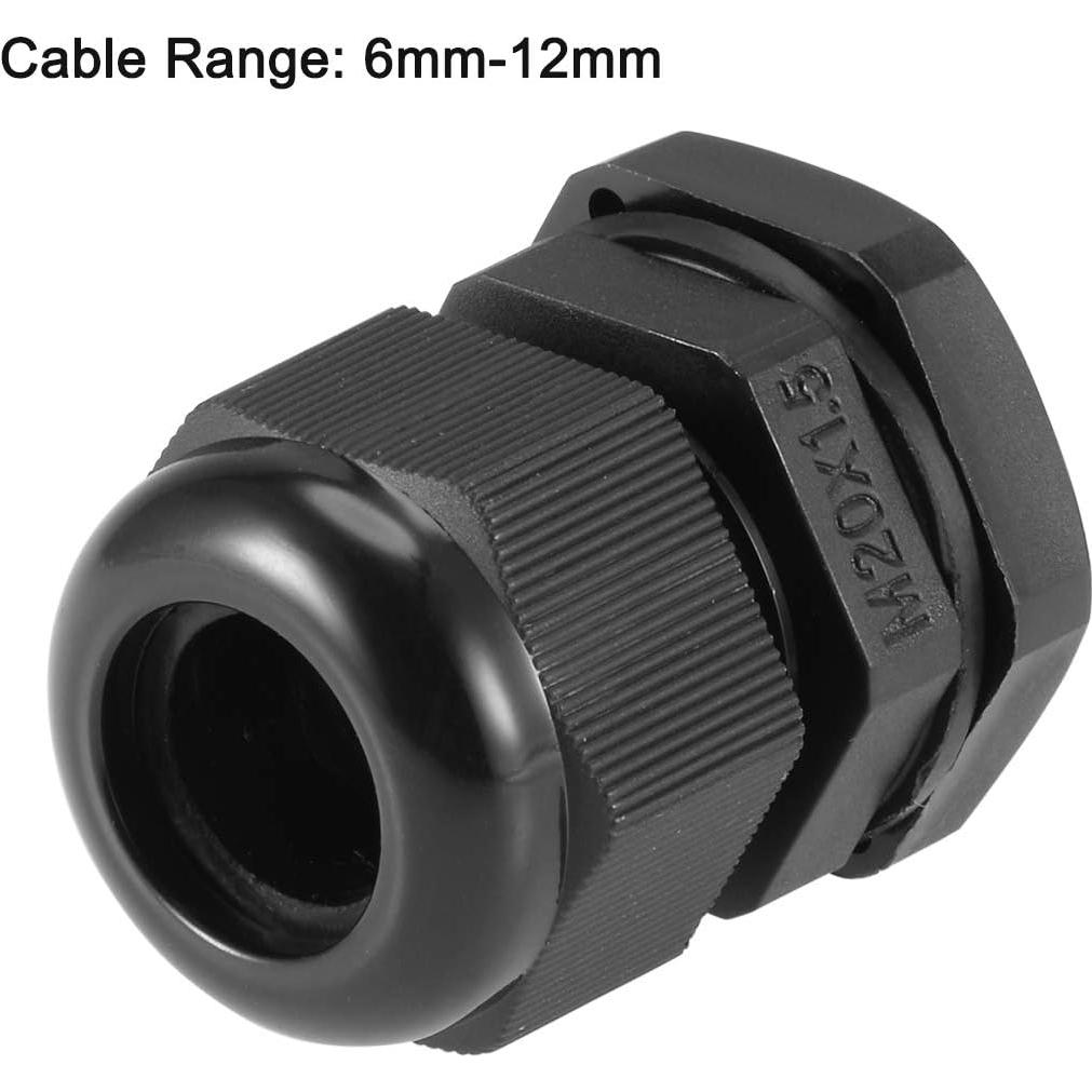 Conector de Cable M20 uxcell Impermeable Nylon 20pcs 6-12mm