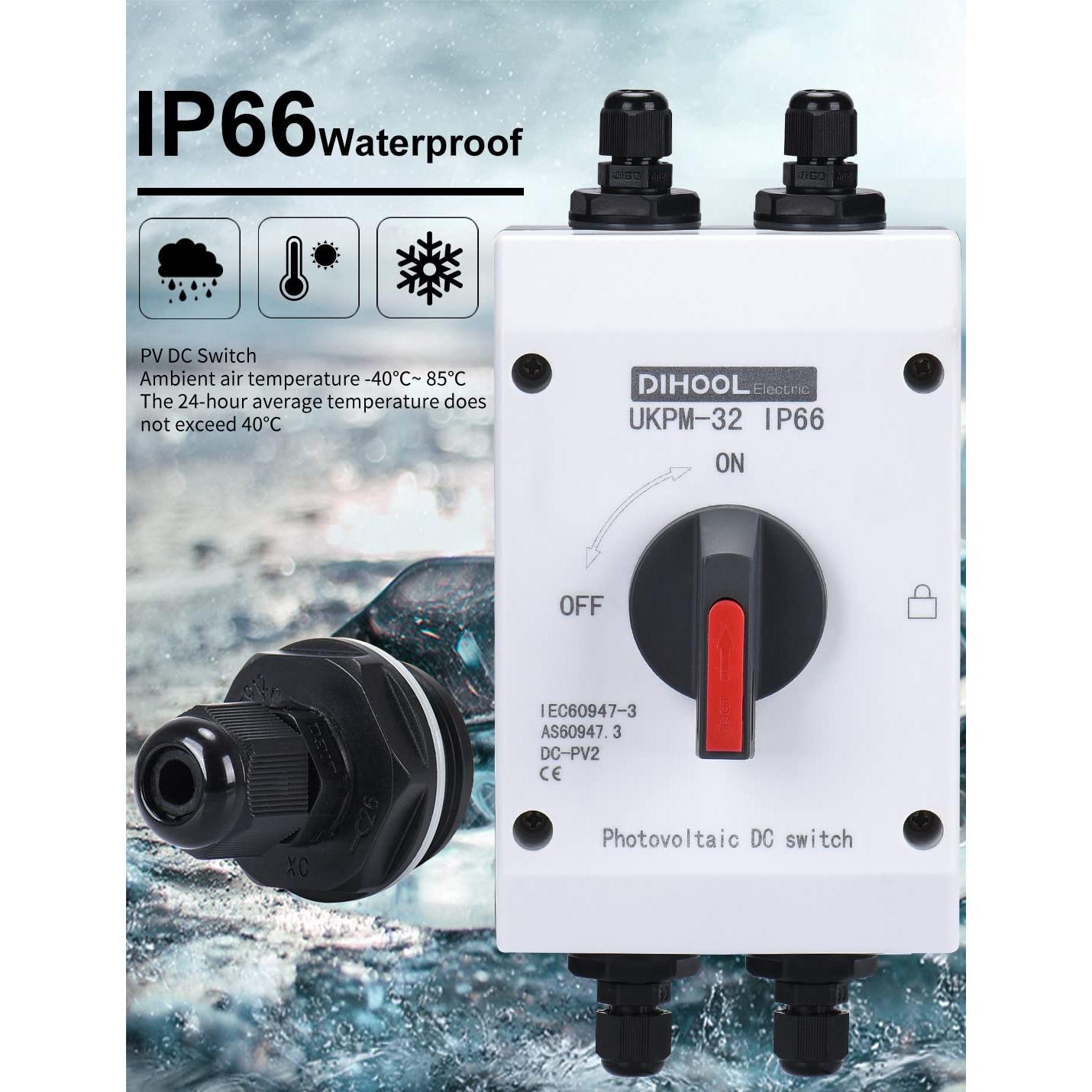 Interruptor Solar DIHOOL 32A 1200V 4P IP66 Aislador Exterior