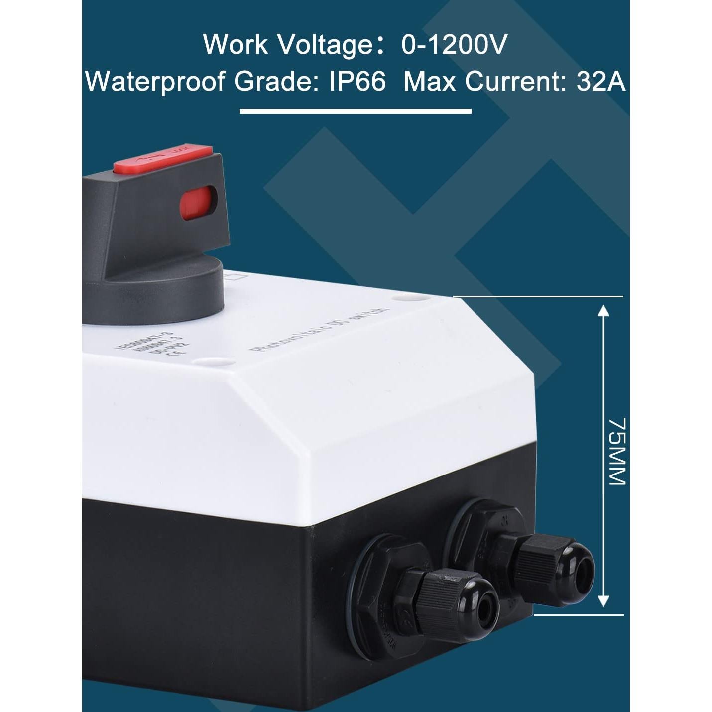 Interruptor Solar DIHOOL 32A 1200V 4P IP66 Aislador Exterior