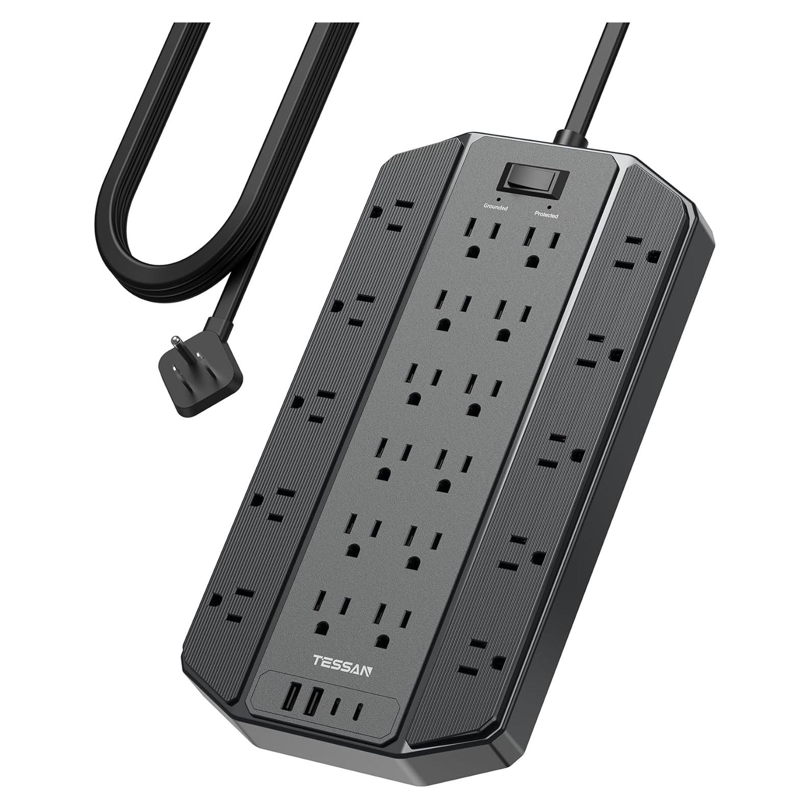 Regleta de Sobretensión TESSAN 22 Salidas 4000J 6FT USB